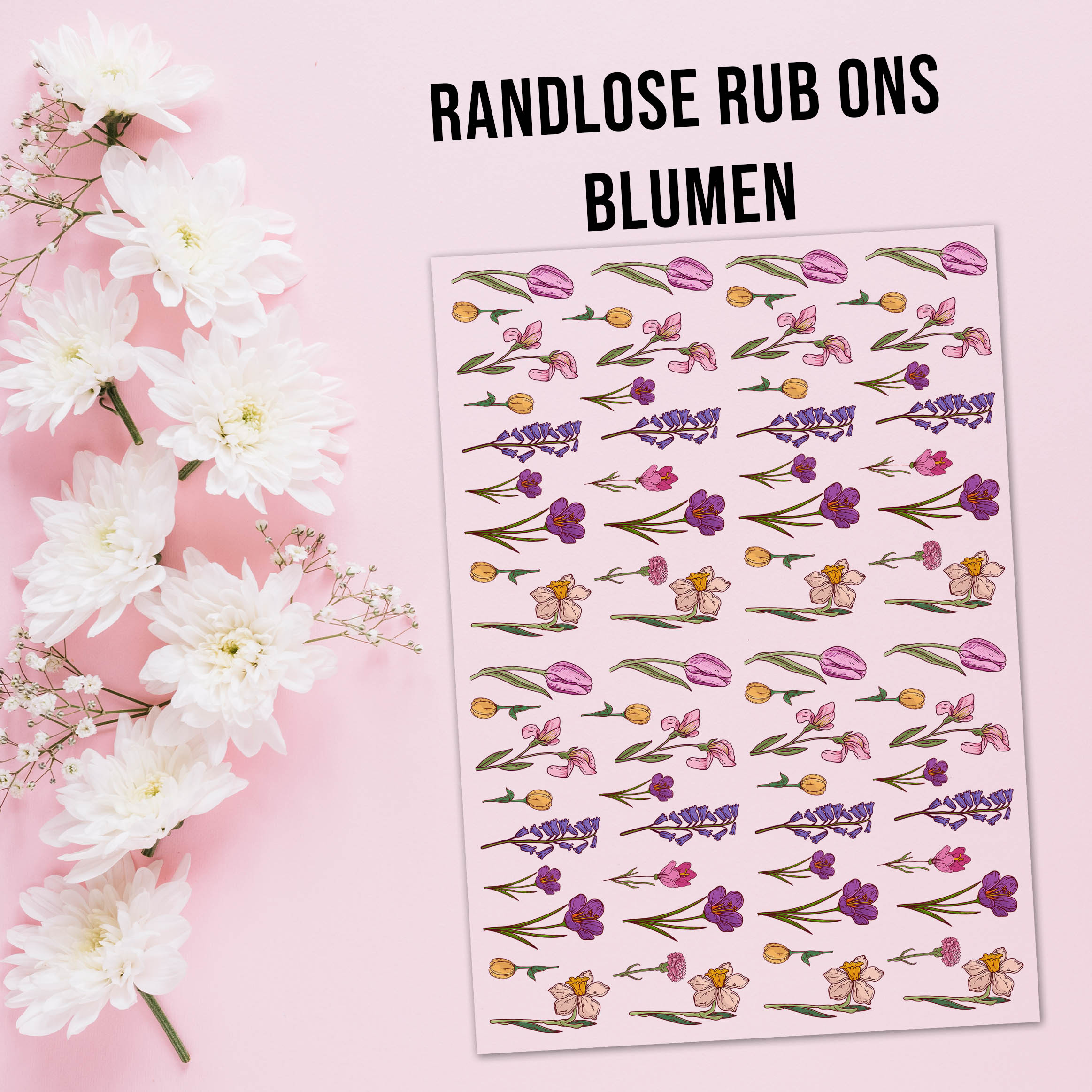 Blumen Rub-Ons auf Folie