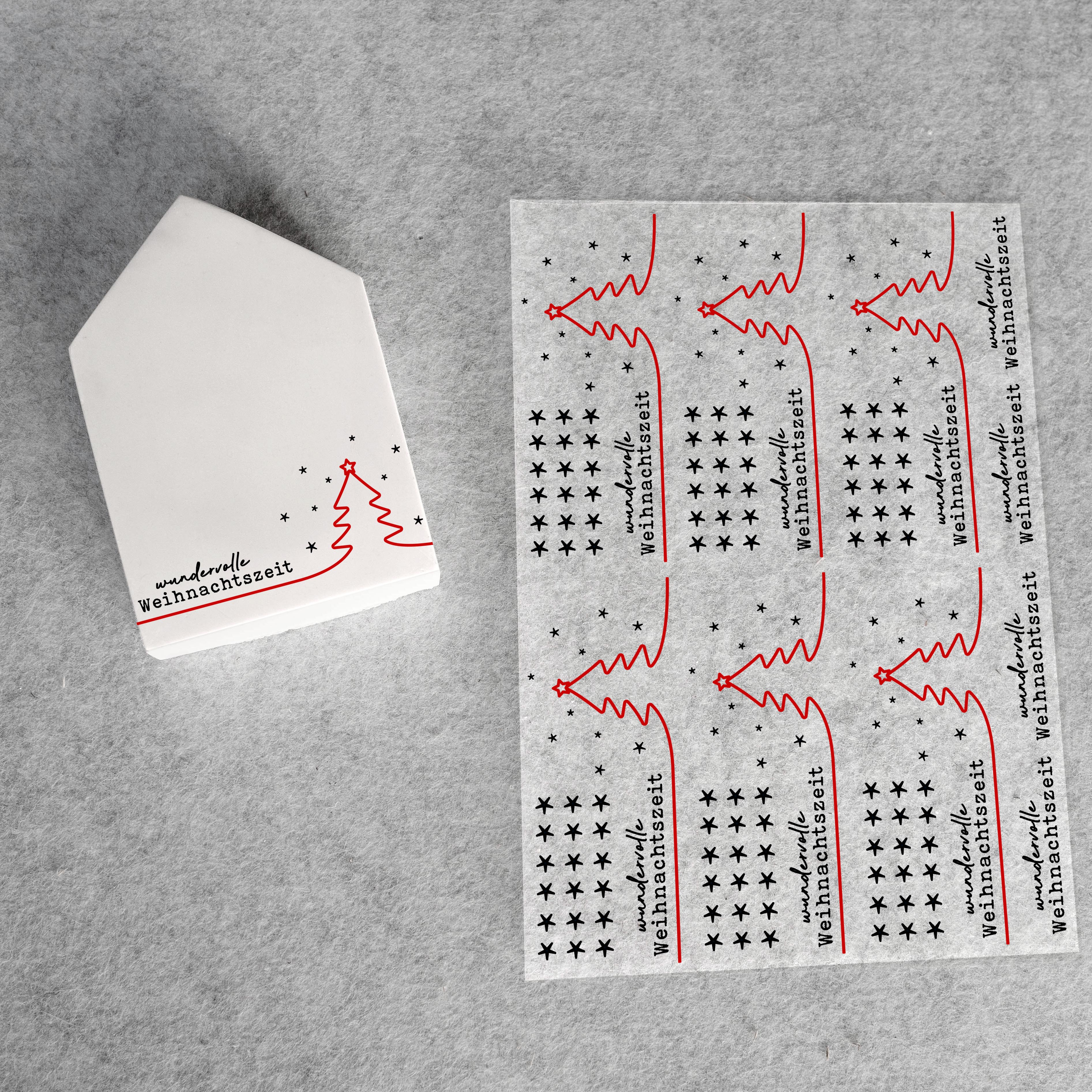 randlose Rub-on Sticker M171 Weihnachtsbaum rot