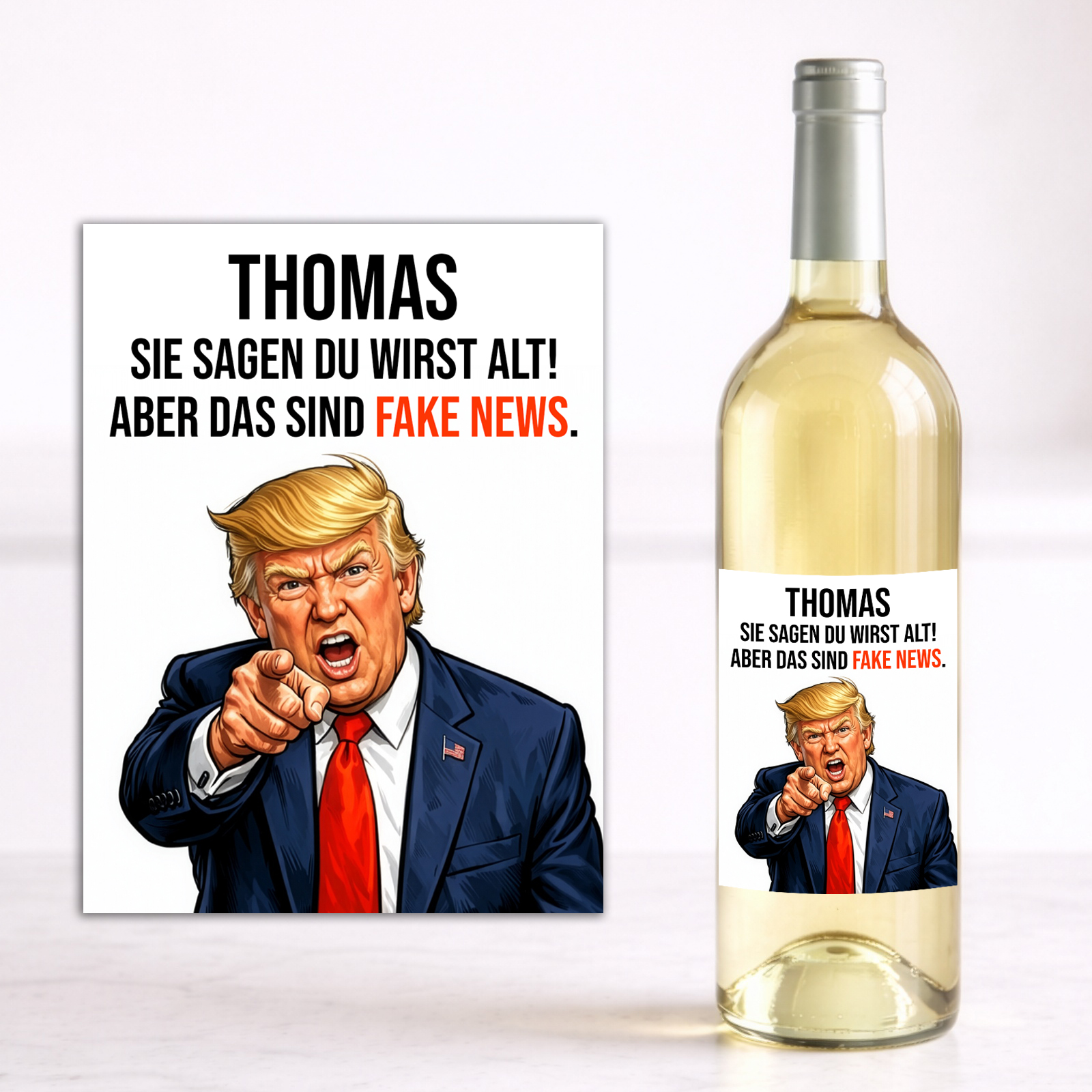 Weinflaschen Aufkleber 8x12 cm – Sie sagen du wirst alt! Aber das sind FAKE NEWS.