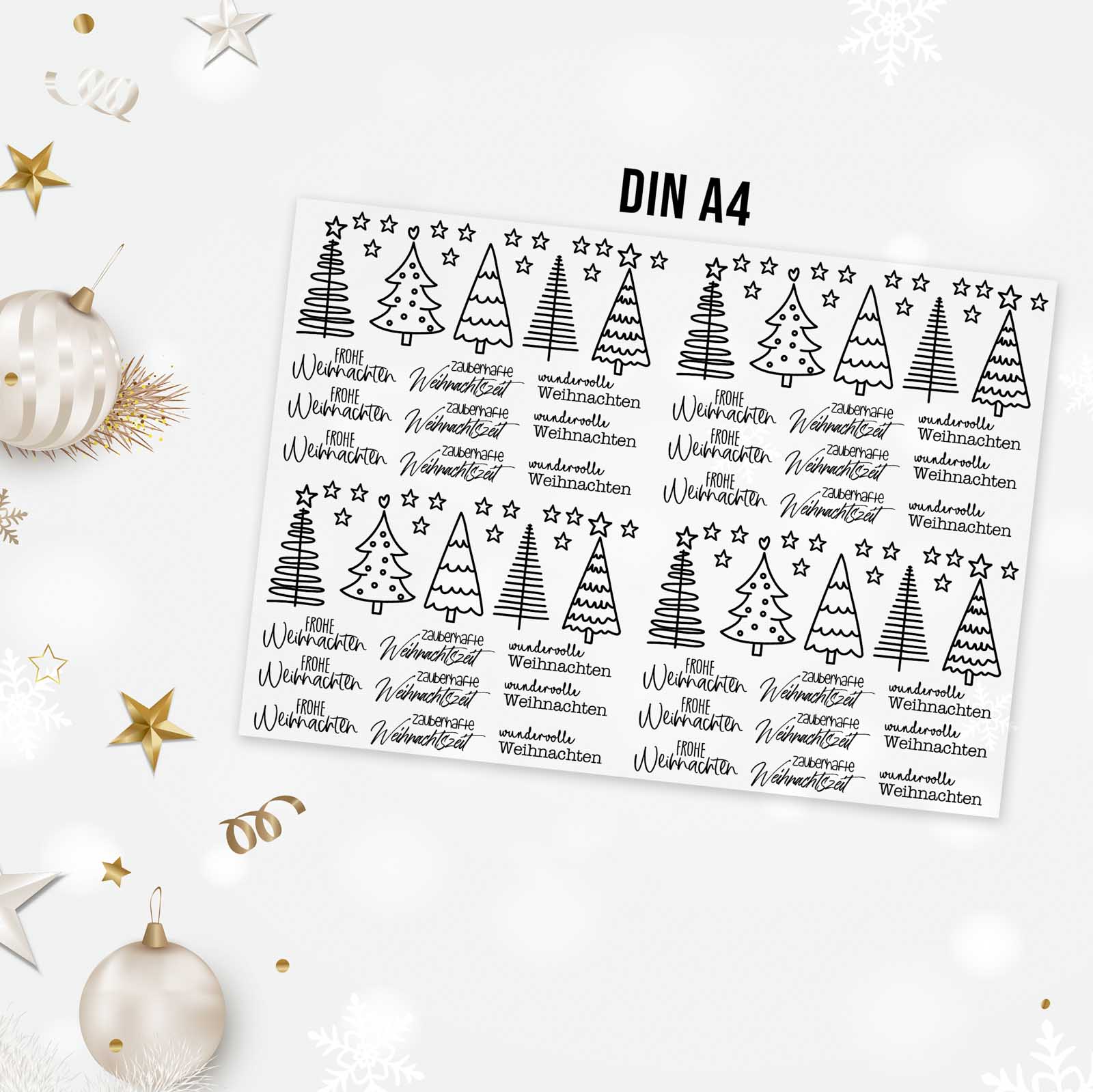 randlose Rub-on Sticker M150 Weihnachtsbäume