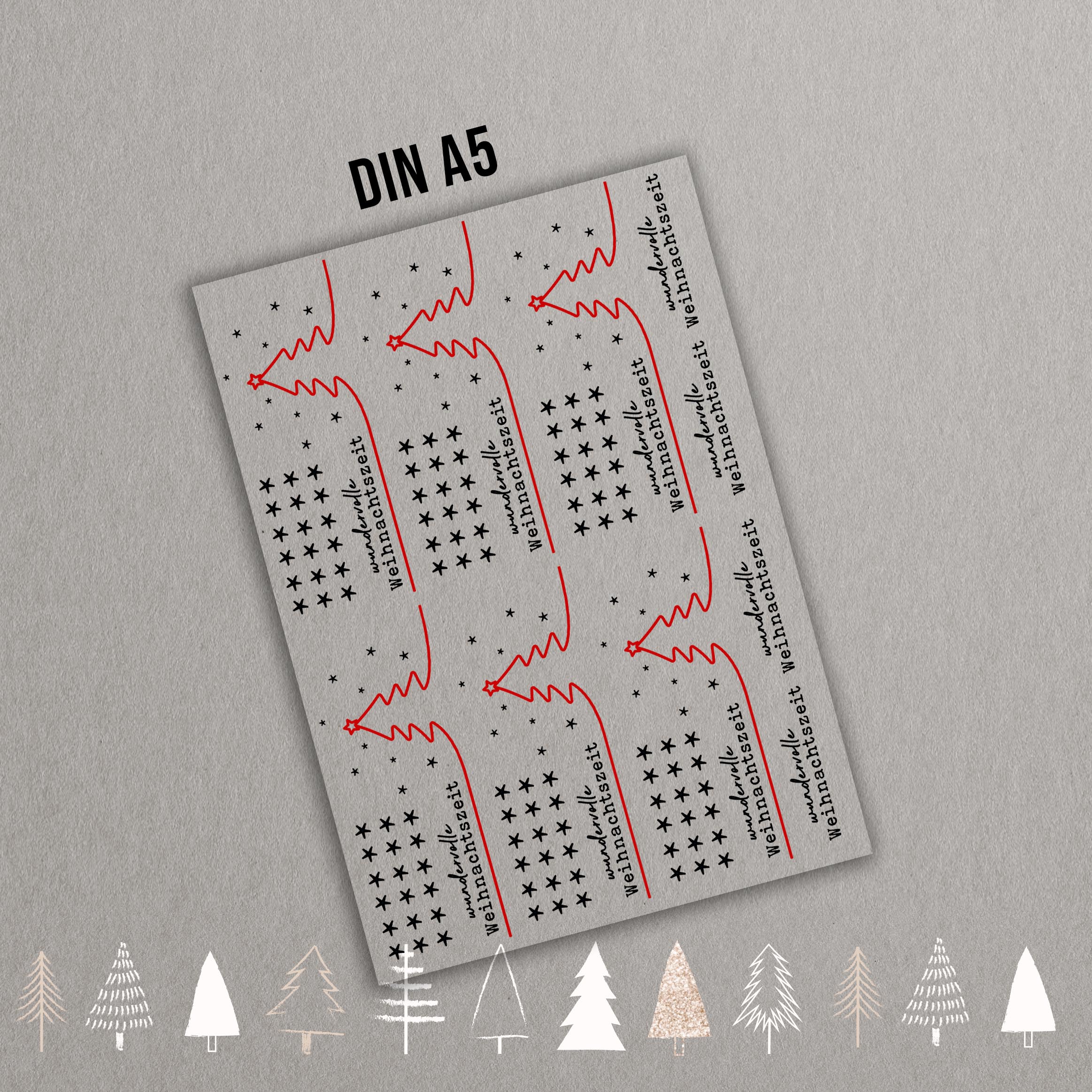 randlose Rub-on Sticker M171 Weihnachtsbaum rot