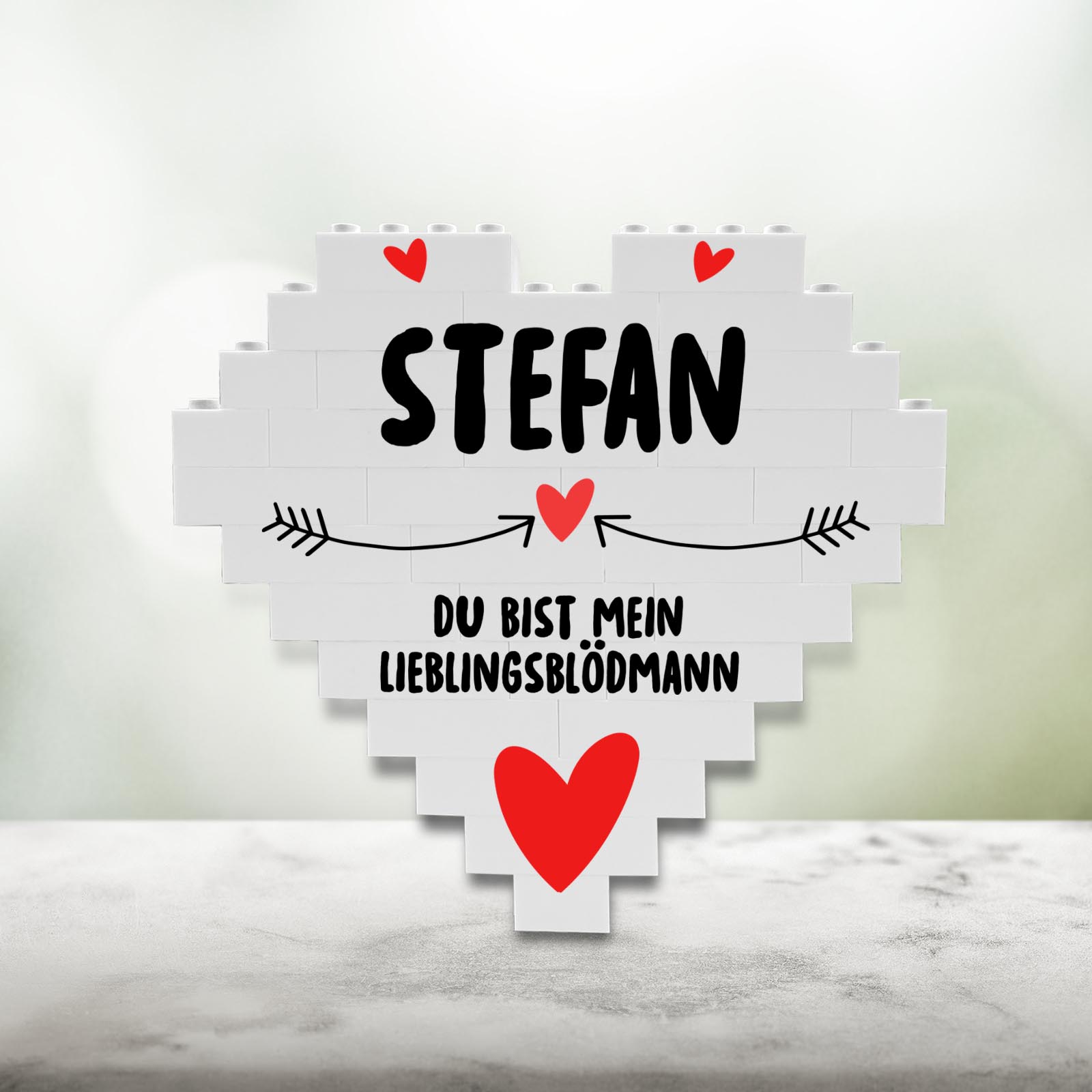 Personalisiertes Herz aus Klemmbausteinen - Lieblingsblödmann
