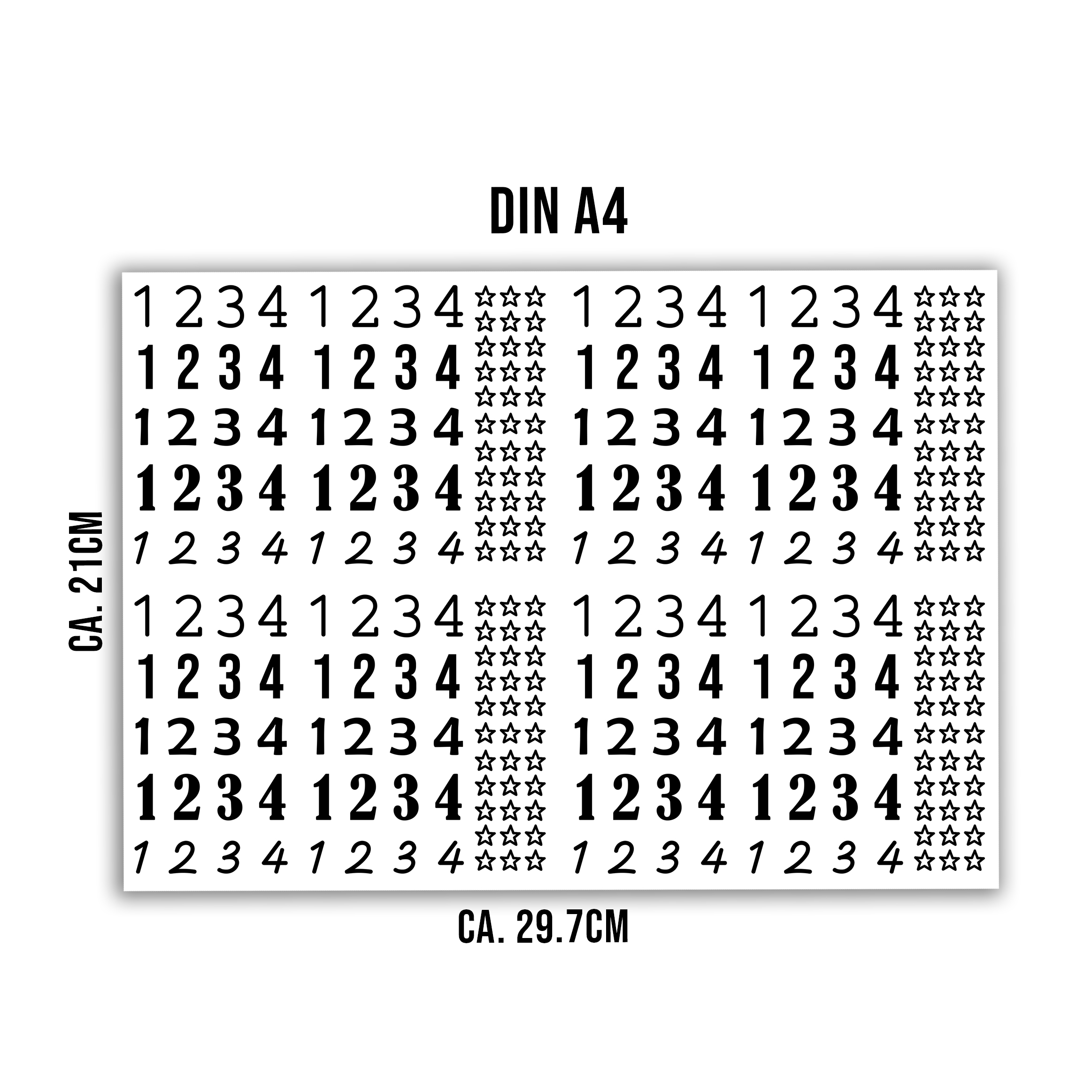 randlose Rub-on Sticker M135 Zahlen für Adventkranz