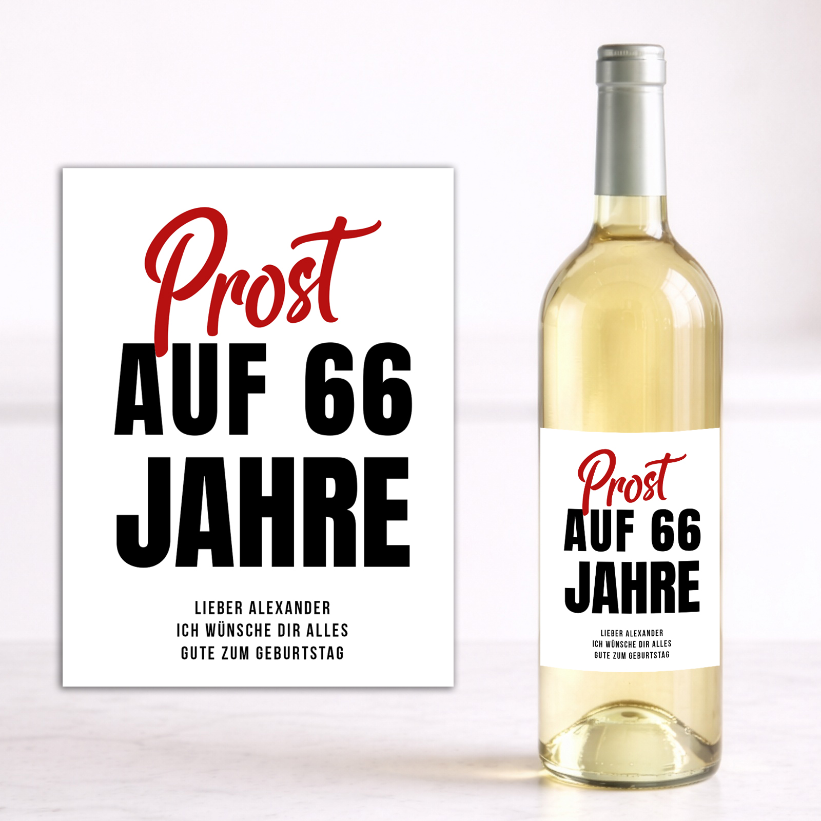 Weinflaschen Aufkleber 8x12 cm – Prost auf … Jahre