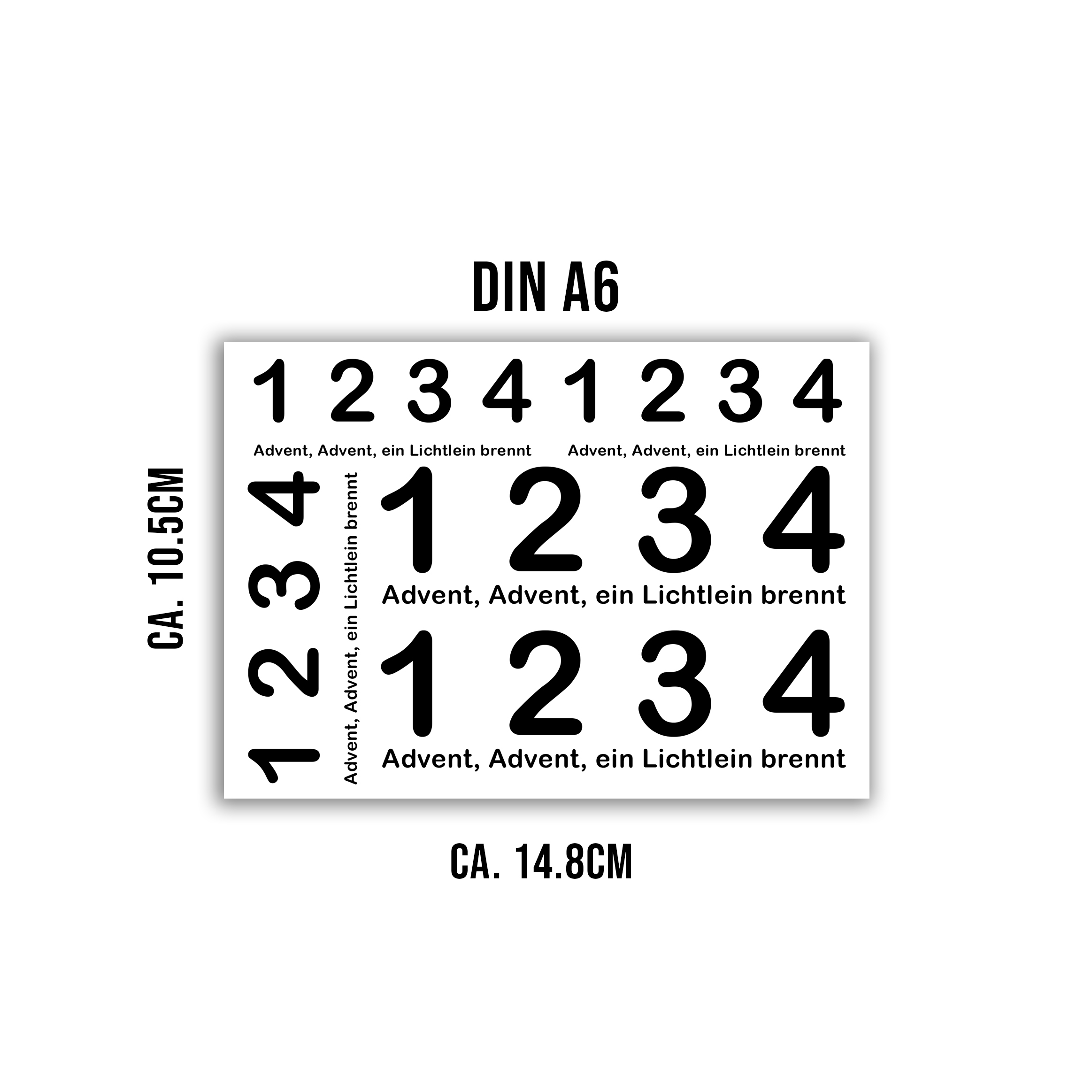randlose Rub-on Sticker M142 Zahlen für Adventkranz