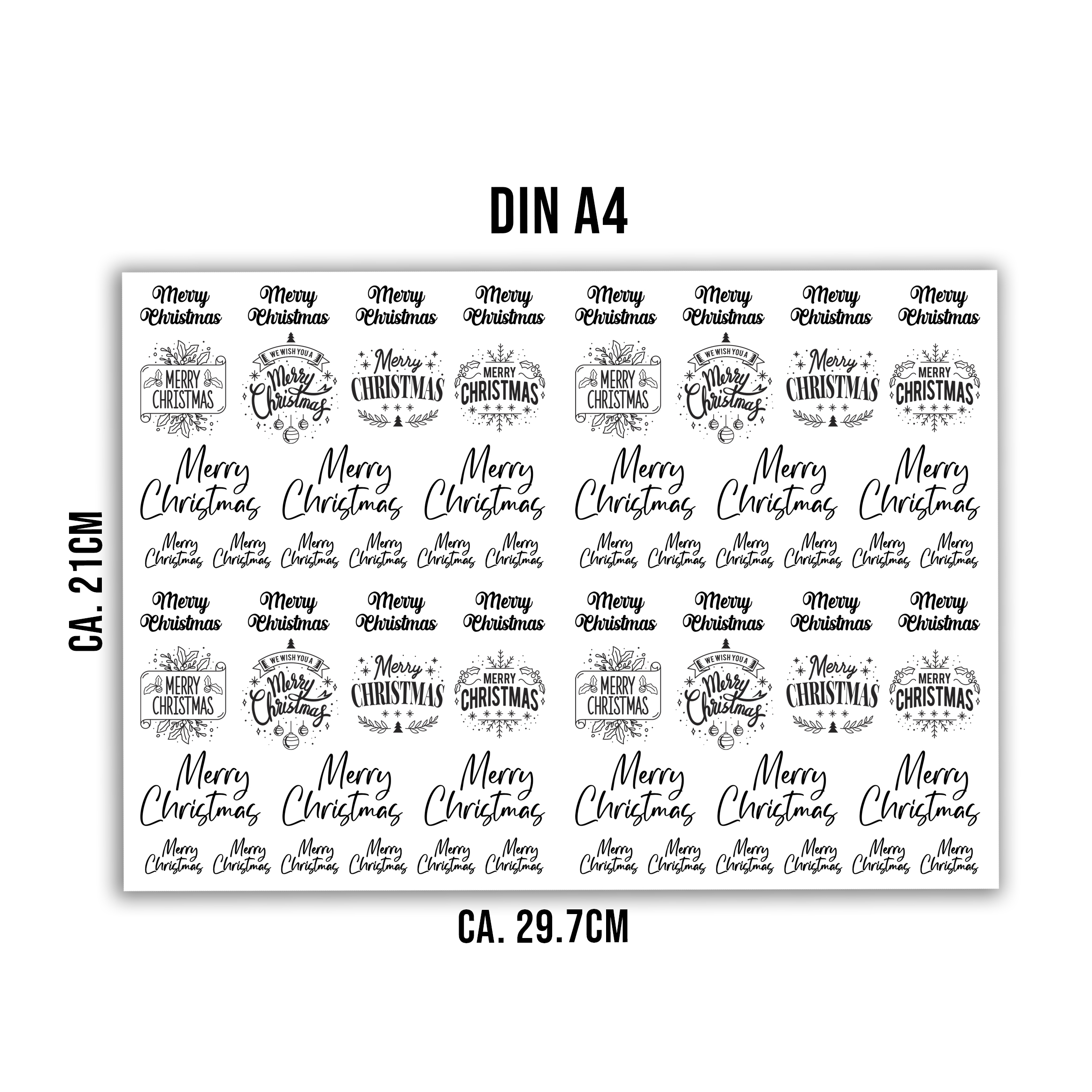 randlose Rub-on Sticker M129 Merry Christmas