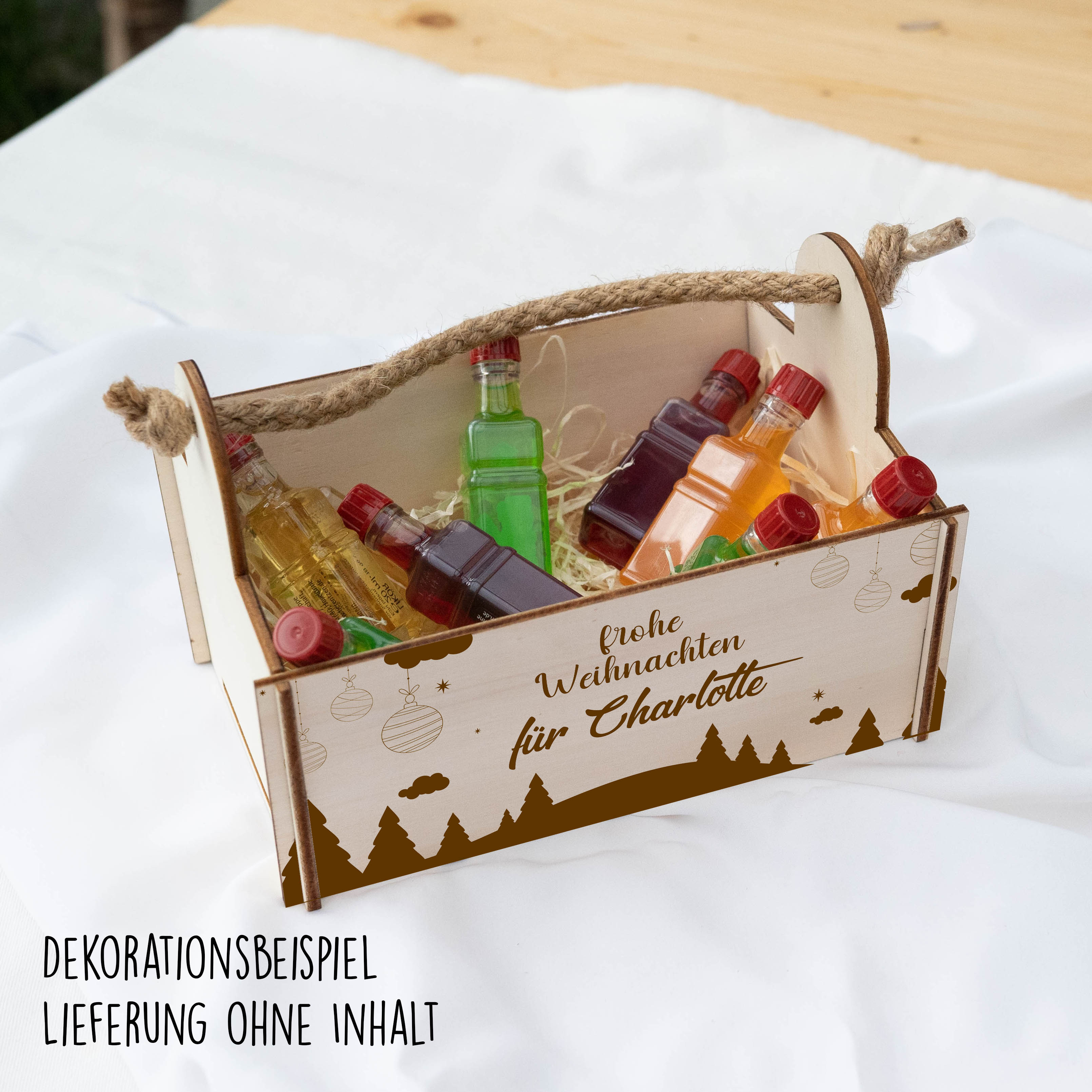 Geschenkkorb mit Holzwolle, Bausatz mit Motiv 25 Weihnachten