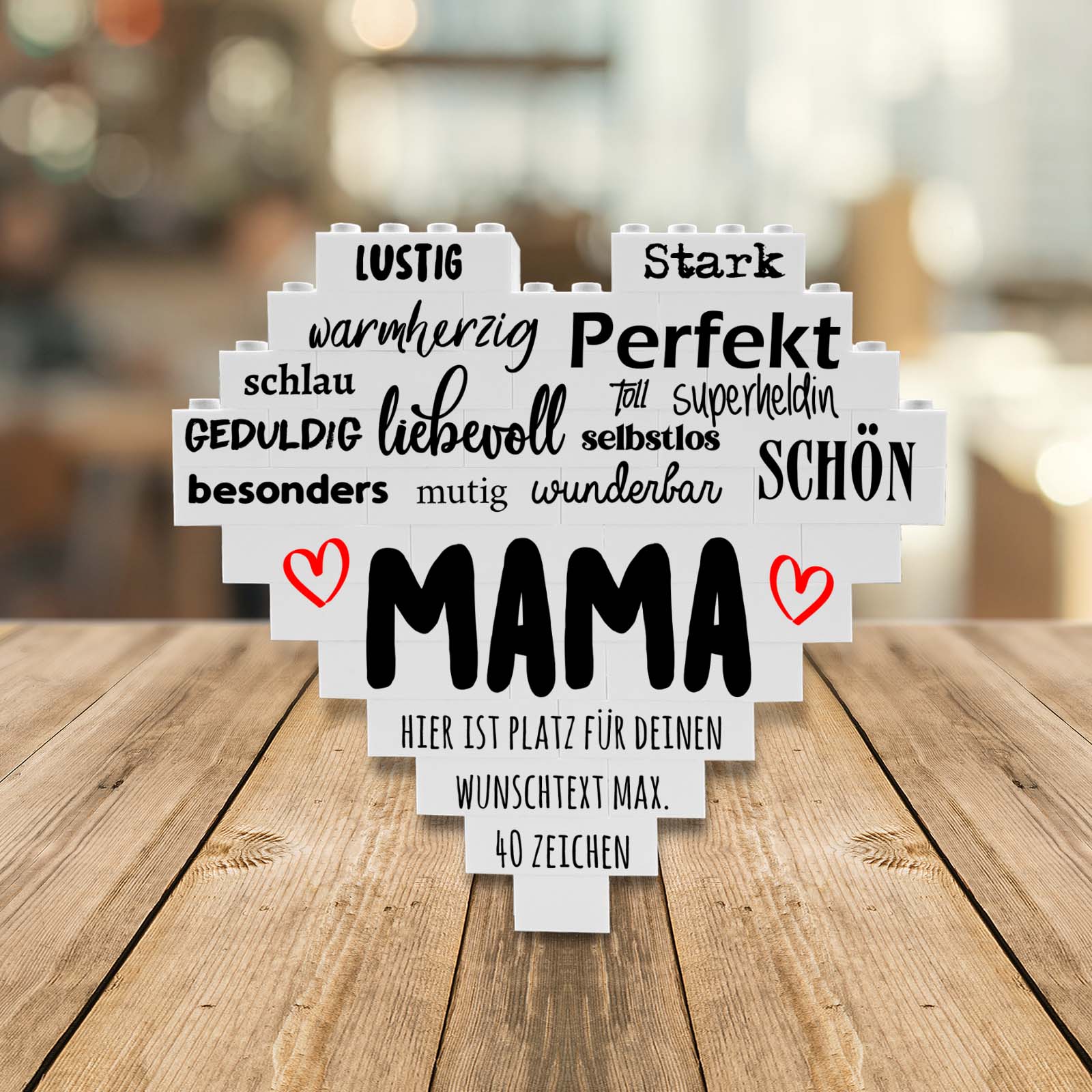 Personalisiertes Herz aus Klemmbausteinen - Mama
