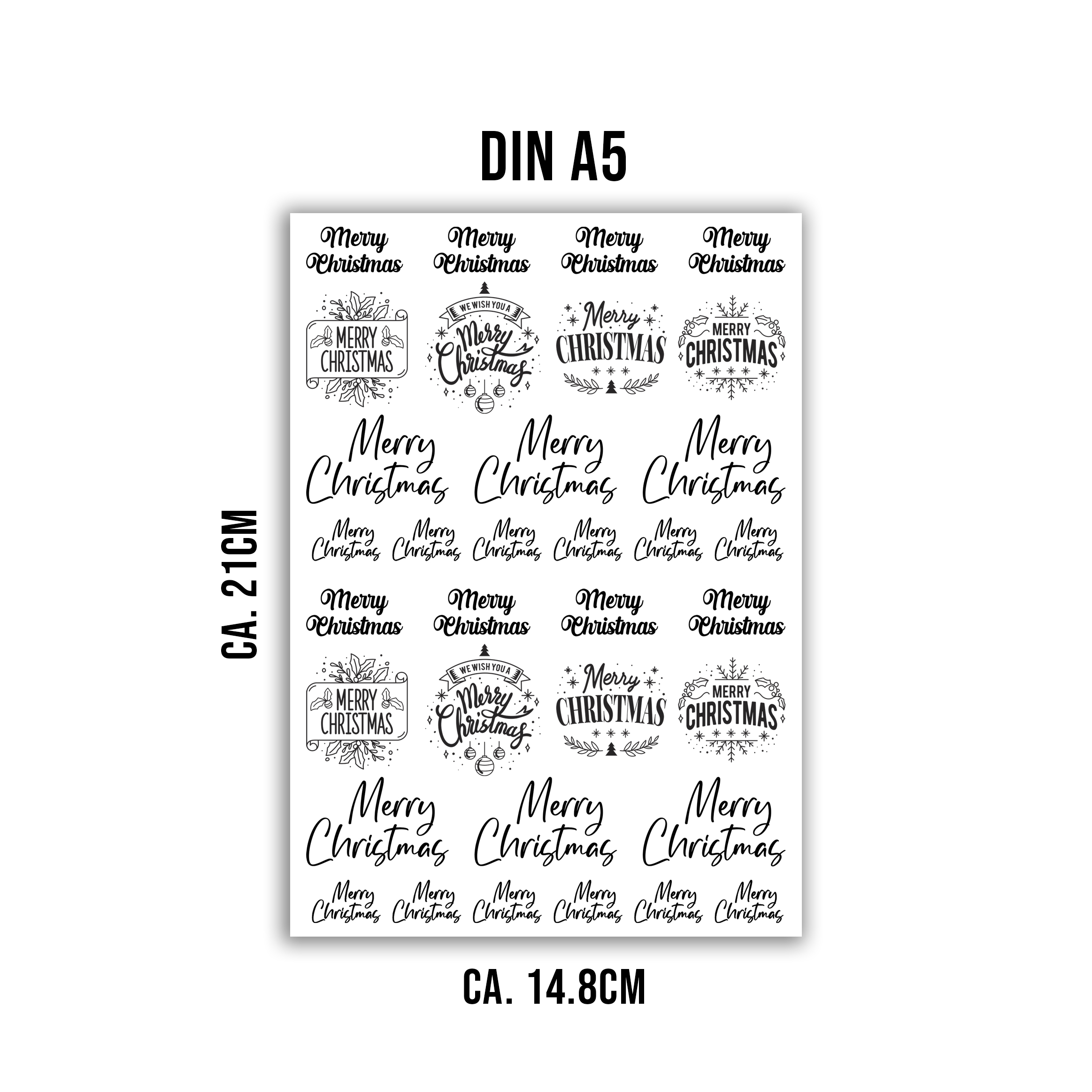 randlose Rub-on Sticker M129 Merry Christmas