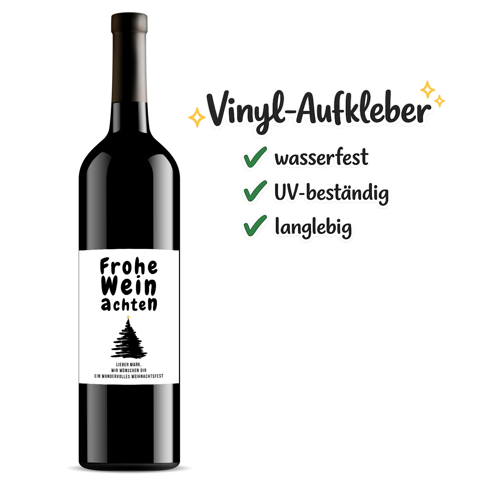 Weinflaschen Aufkleber 8x12 cm – Frohe Weinachten
