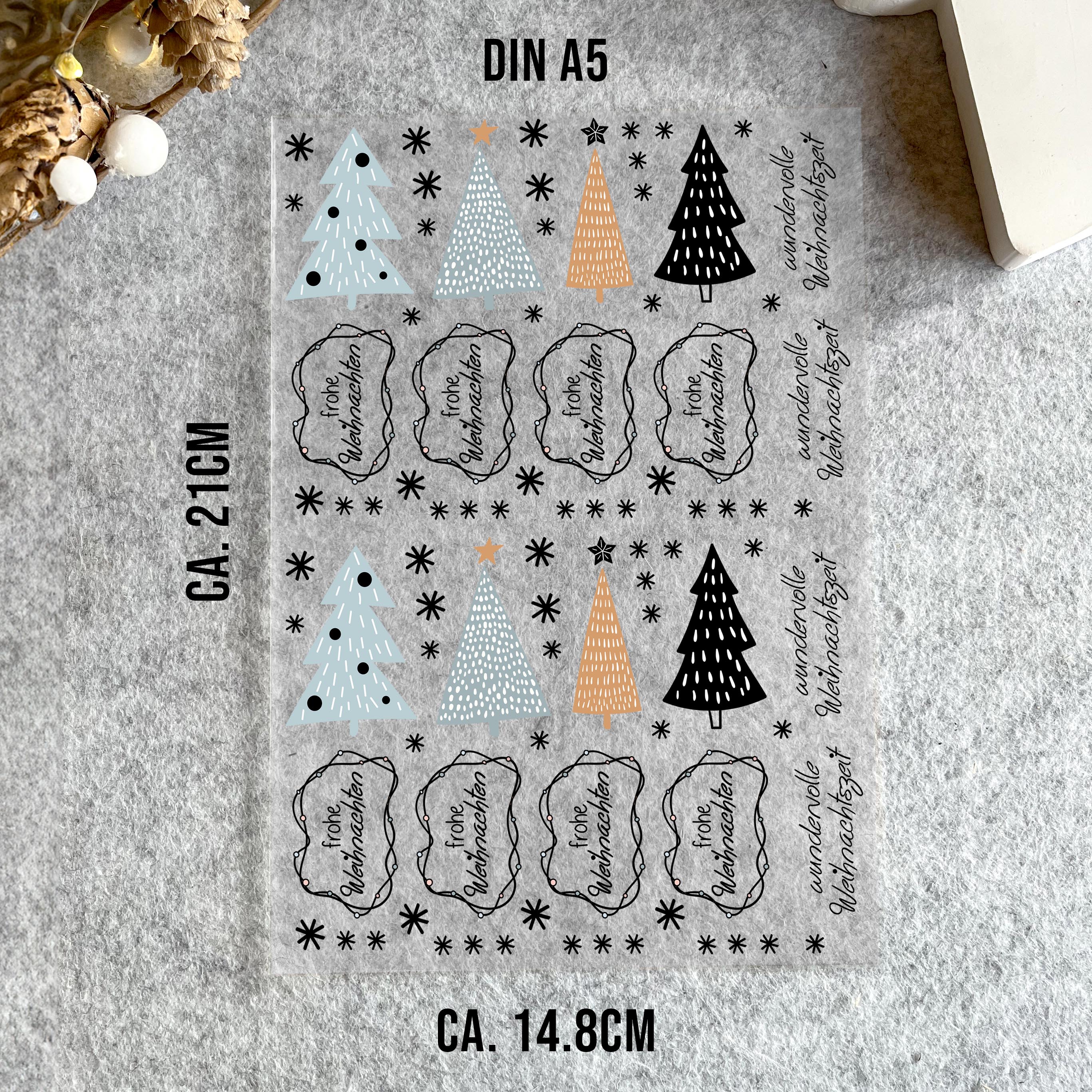 randlose Rub-on Sticker M149 Weihnachtsbäume