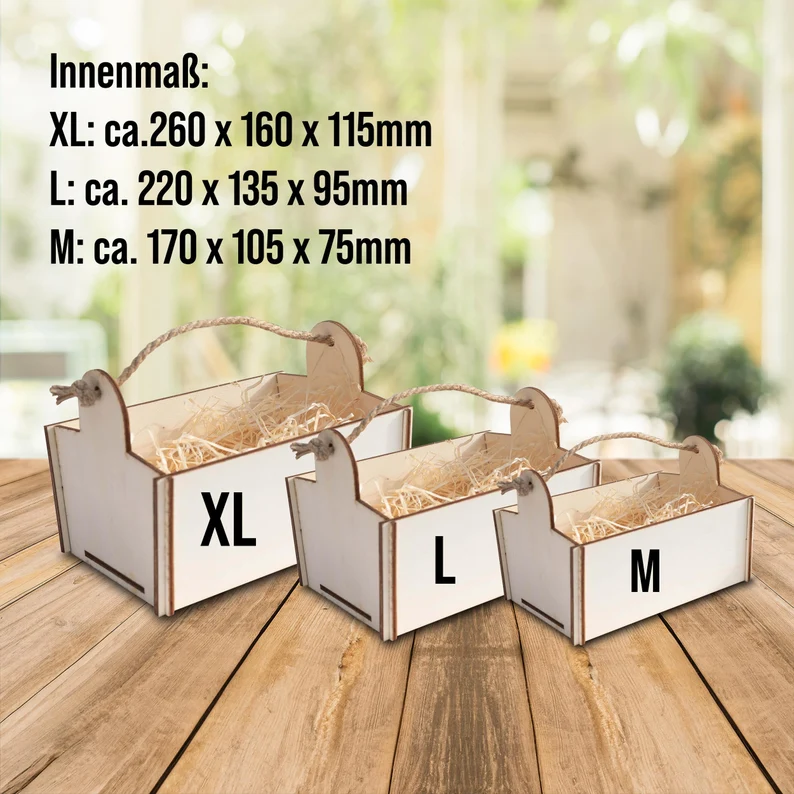Geschenkkorb mit Holzwolle, Bausatz mit Motiv 22 Weihnachten
