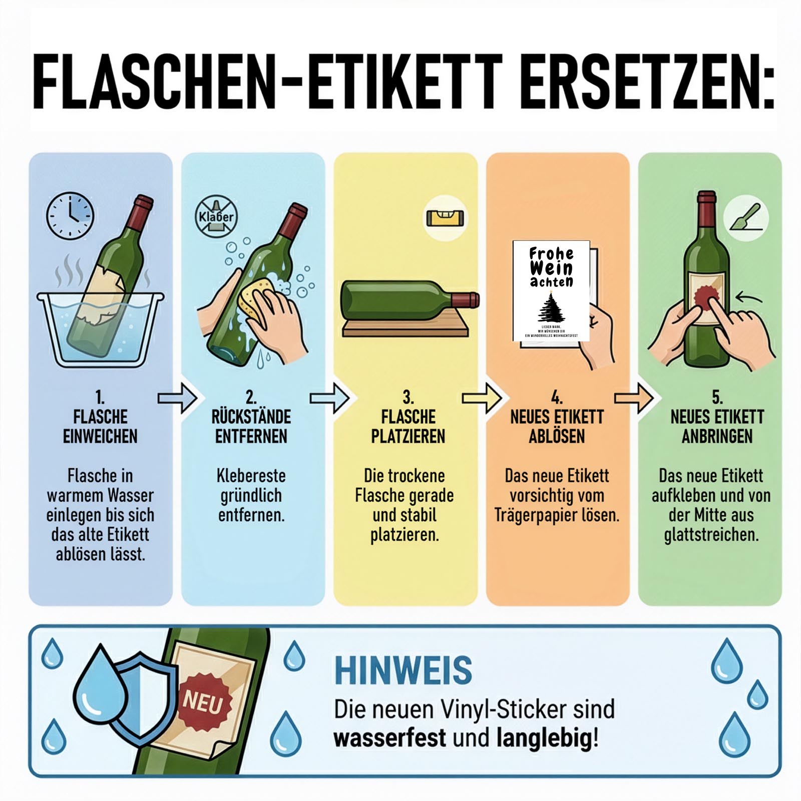 Weinflaschen Aufkleber 8x12 cm – Frohe Weinachten