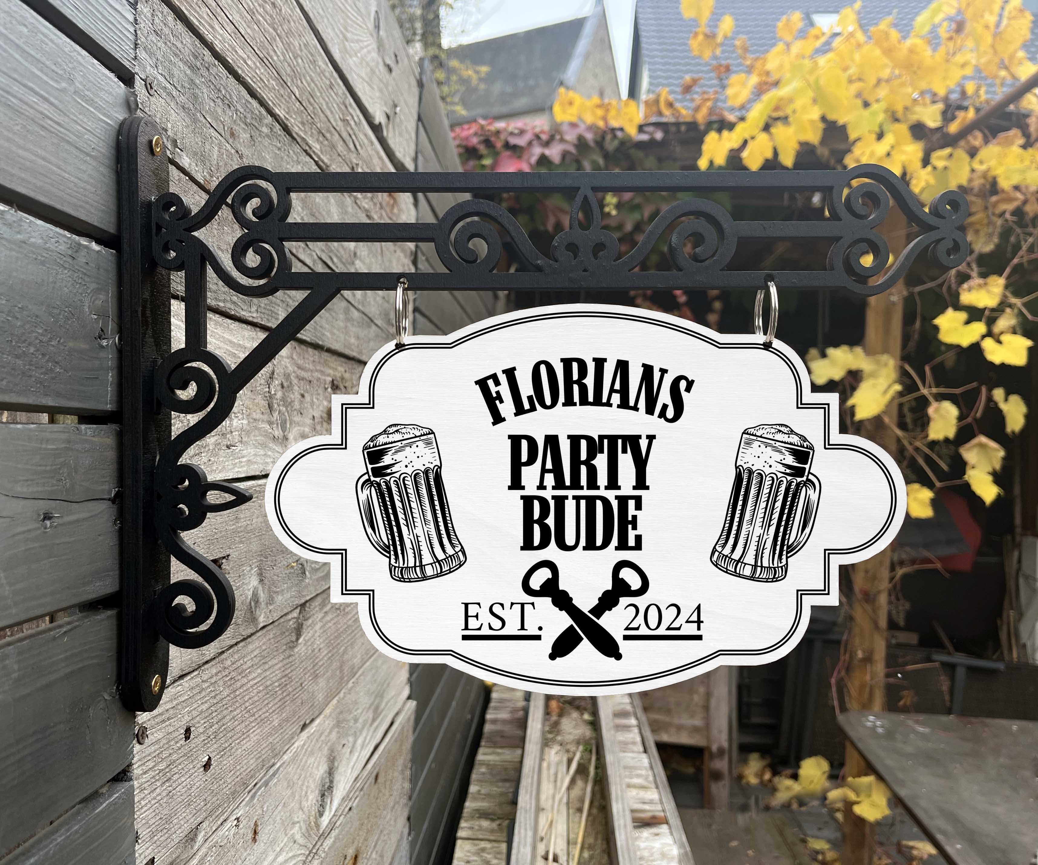 Vintage Holzschild mit Wandhalterung - Motiv Bar / Kneipe / Partykeller