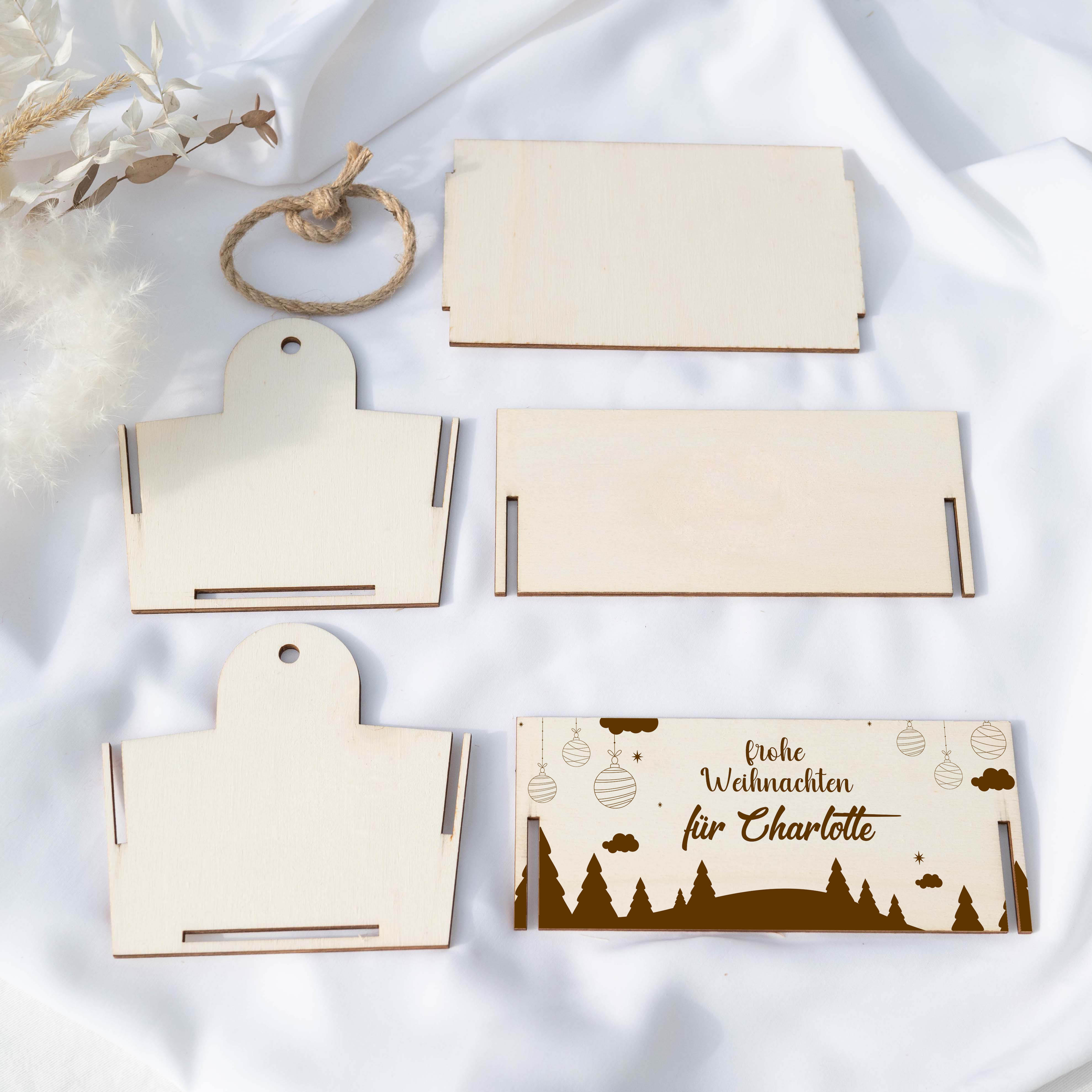 Geschenkkorb mit Holzwolle, Bausatz mit Motiv 25 Weihnachten