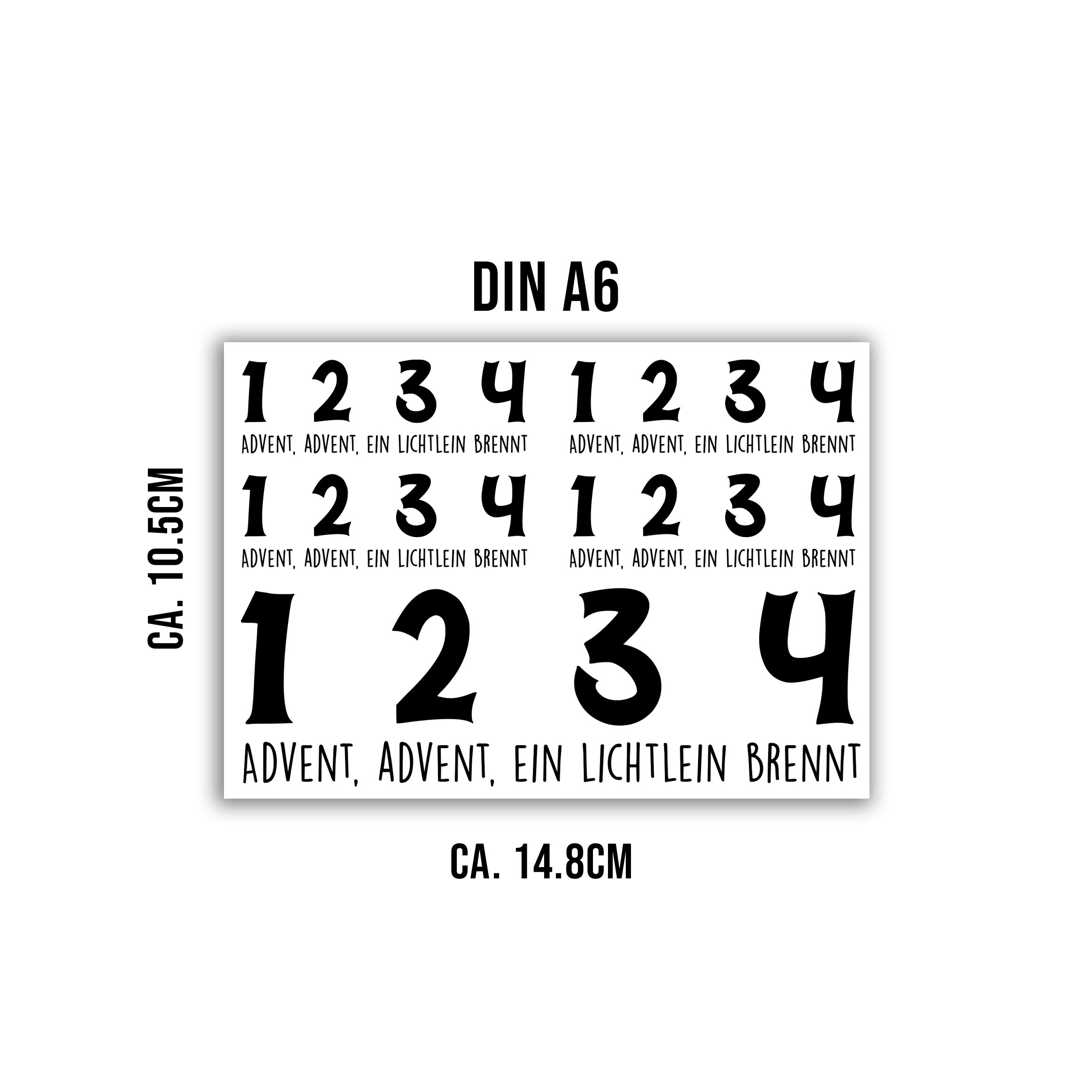 randlose Rub-on Sticker M143 Zahlen für Adventkranz