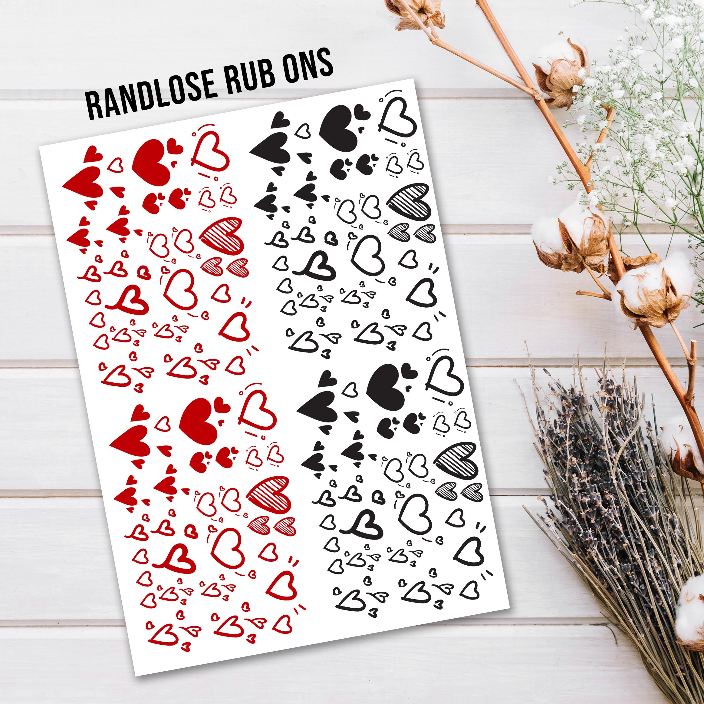 randlose Rub-on Sticker Herzen 01