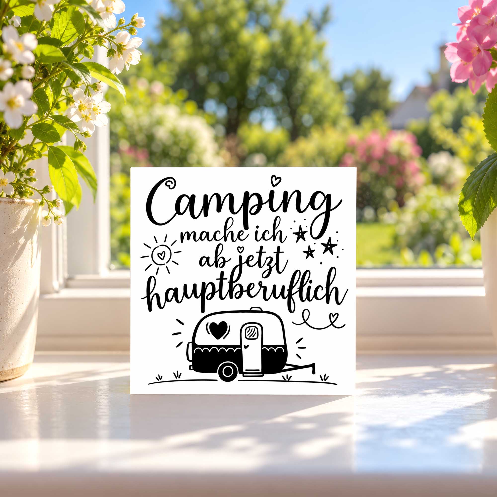 Woodprint Camping mache ich ab jetzt hauptberuflich – Wohnwagen Spruch – Motiv 005