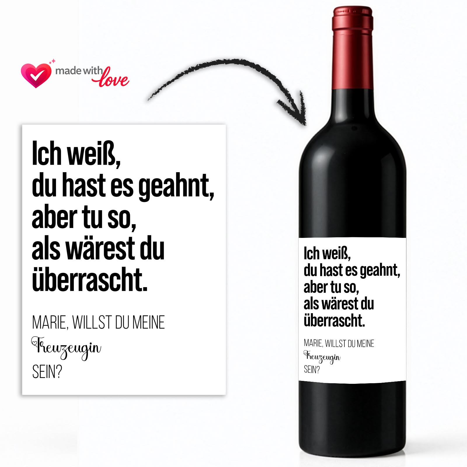 Weinflaschen Aufkleber - Trauzeugin fragen