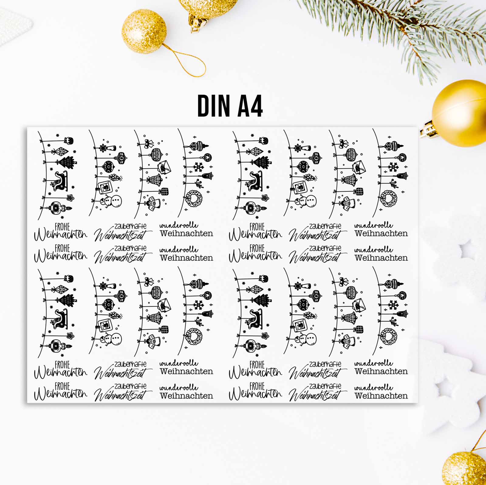 randlose Rub-on Sticker M160 Girlanden Weihnachten