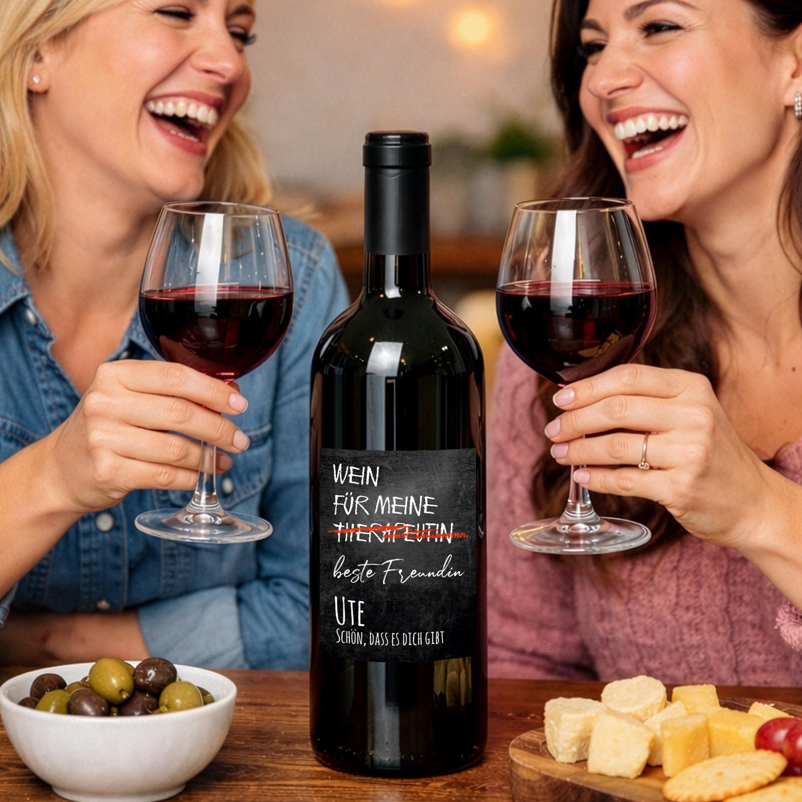 Weinflaschen Aufkleber 8x12 cm – Wein für meine Therapeutin / beste Freundin