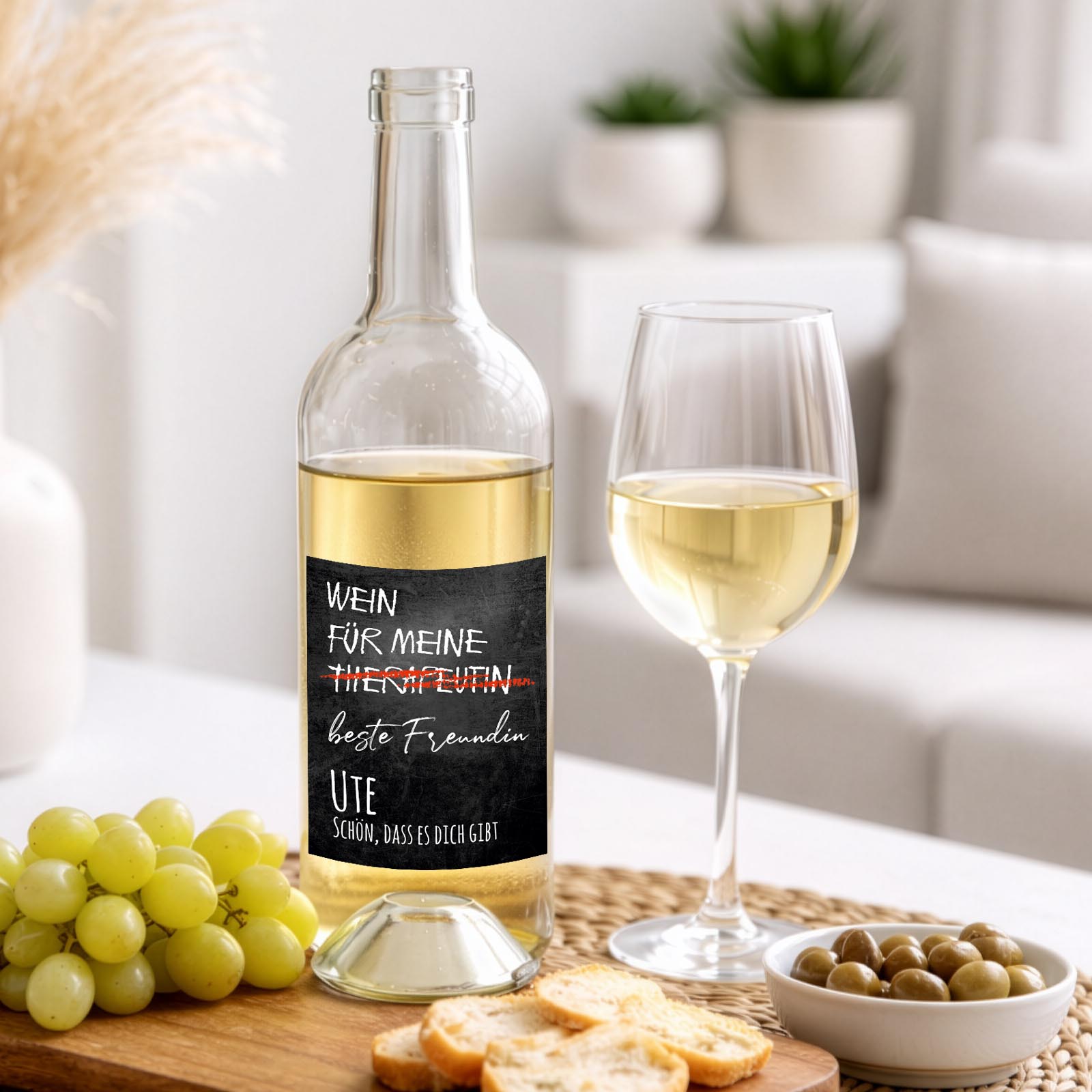 Weinflaschen Aufkleber 8x12 cm – Wein für meine Therapeutin / beste Freundin