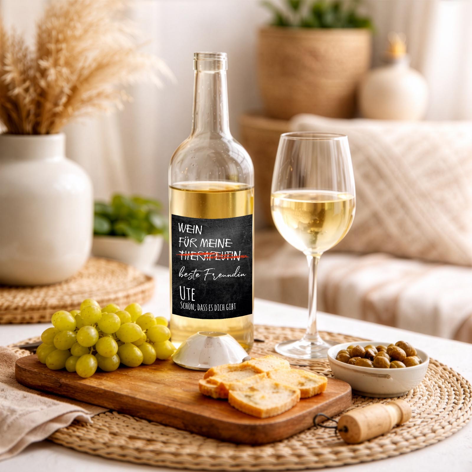Weinflaschen Aufkleber 8x12 cm – Wein für meine Therapeutin / beste Freundin