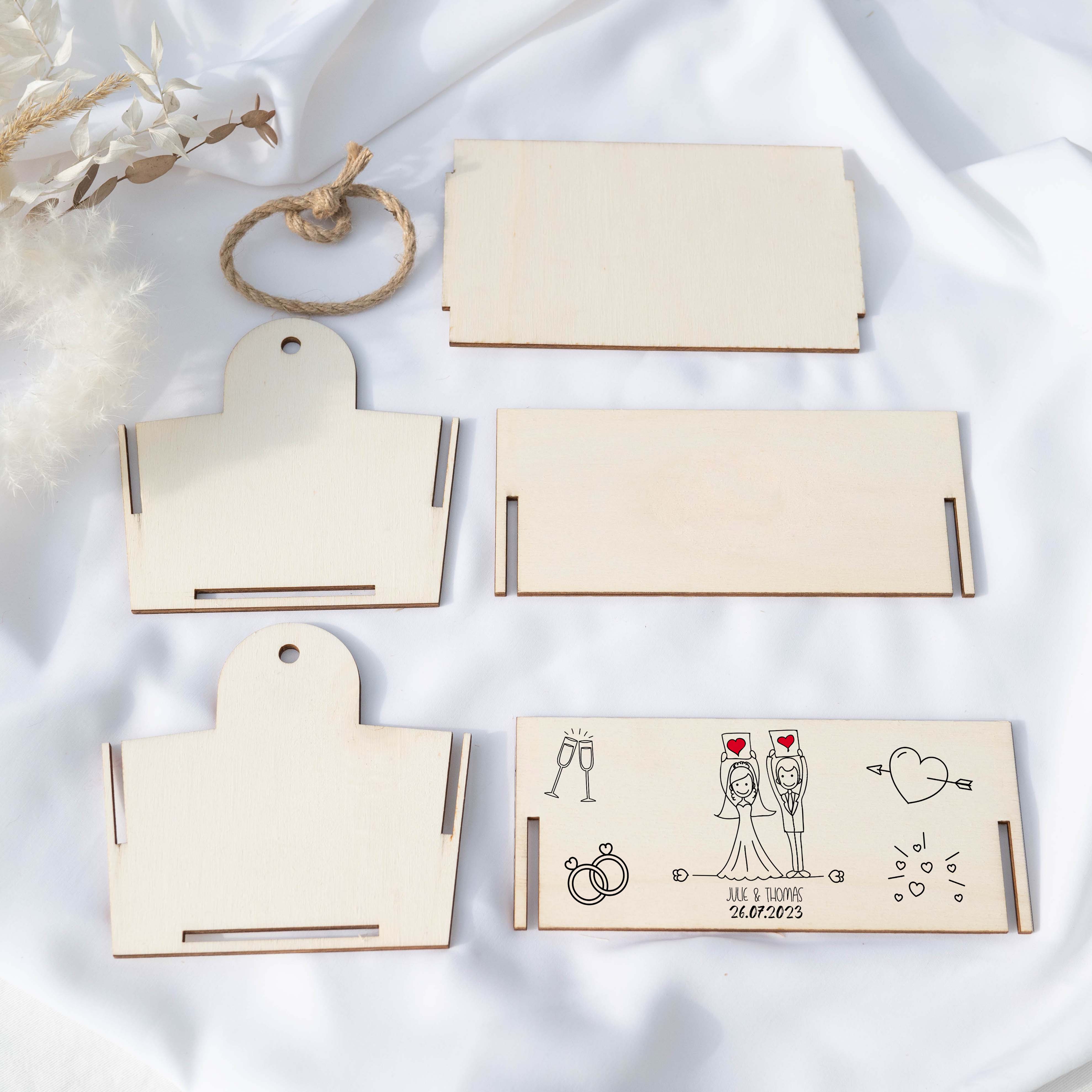 Geschenkkorb mit Holzwolle, Bausatz mit Motiv 08 Hochzeit 1
