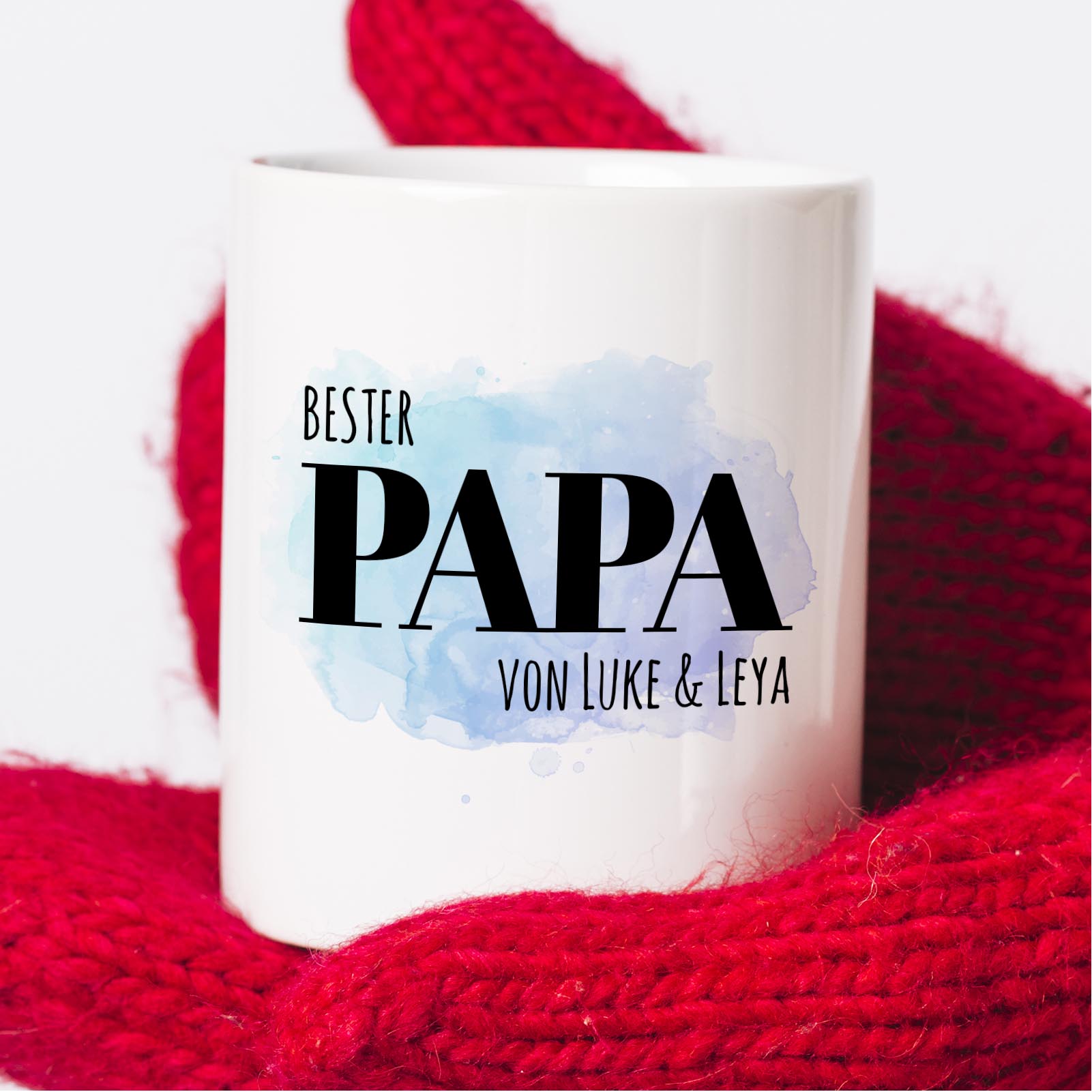 Personalisierte Tasse 330 ml – Bester Papa der Welt – mit Namen der Kinder – beidseitig bedruckt