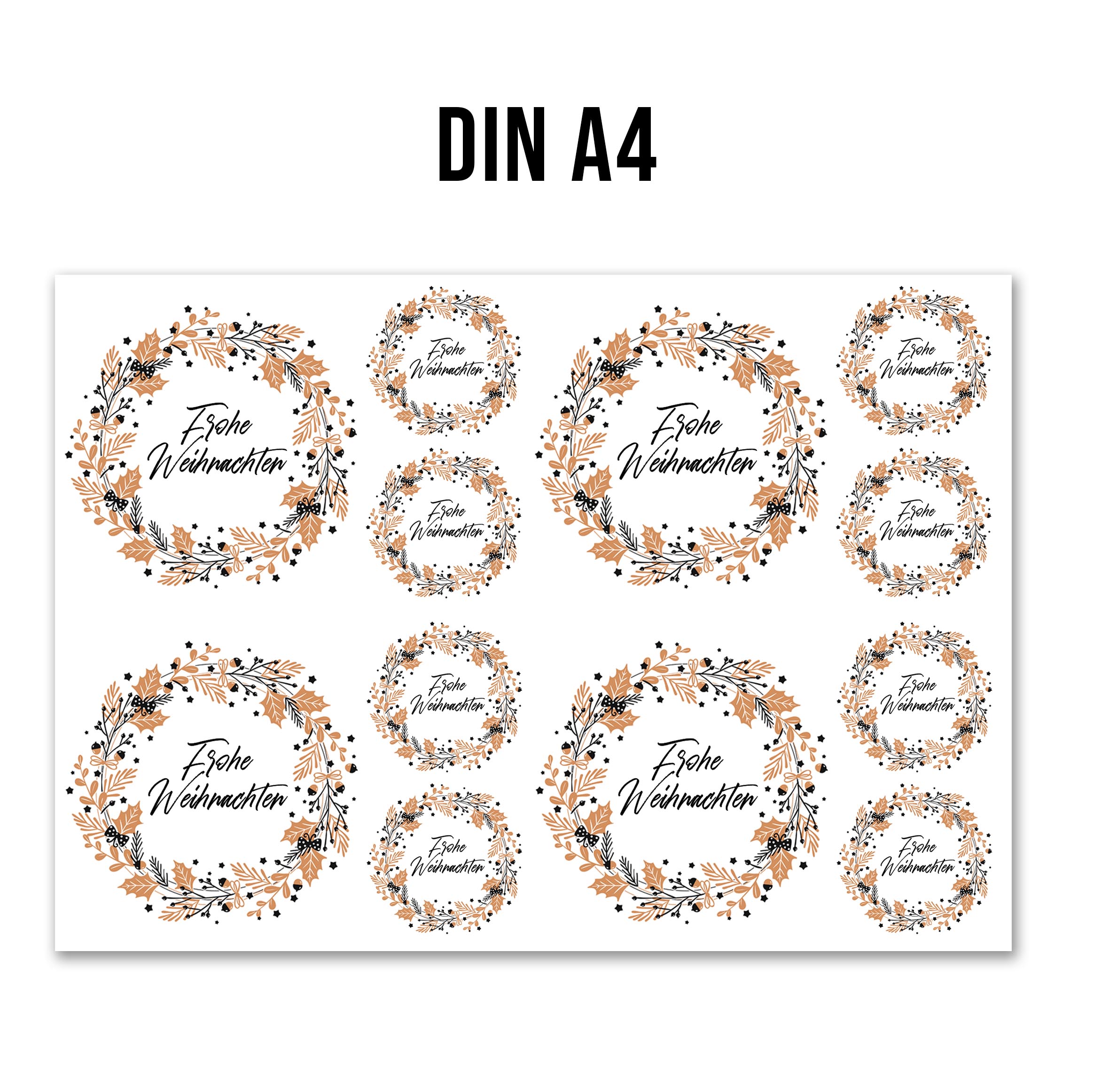 randlose Rub-on Sticker M155 Kranz "frohe Weihnachten"