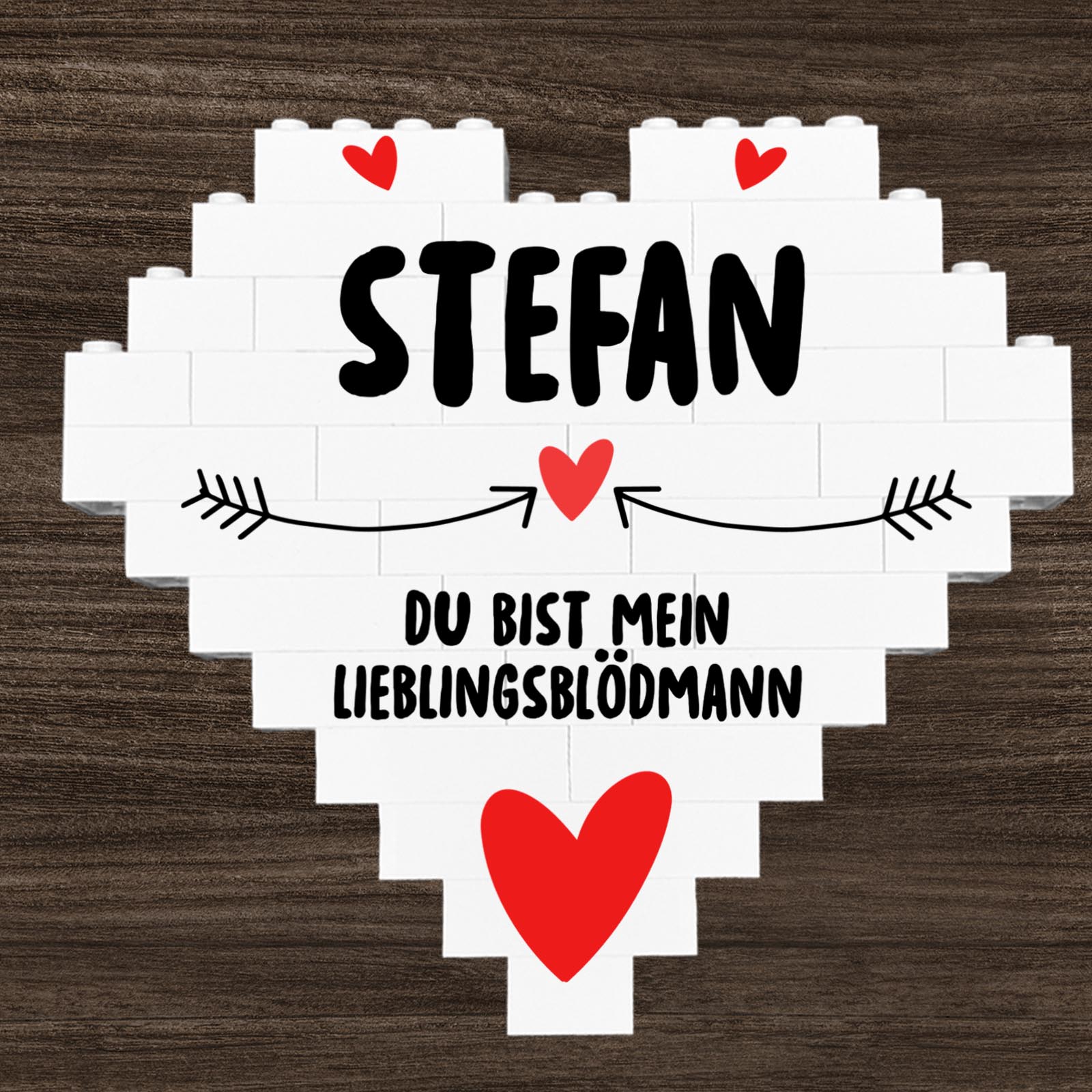 Personalisiertes Herz aus Klemmbausteinen - Lieblingsblödmann