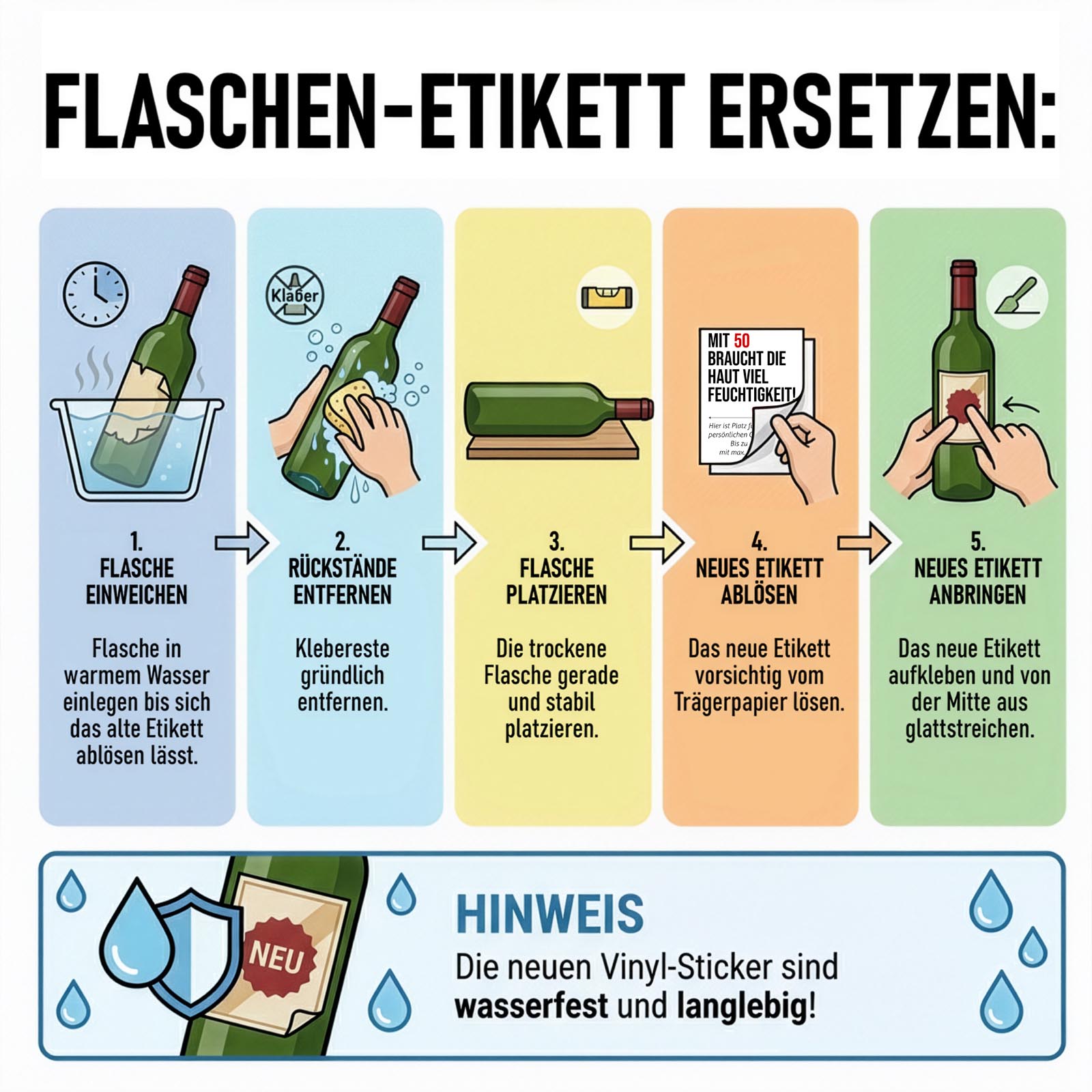 Weinflaschen Aufkleber 8x12 cm – Feuchtigkeit zum Geburtstag