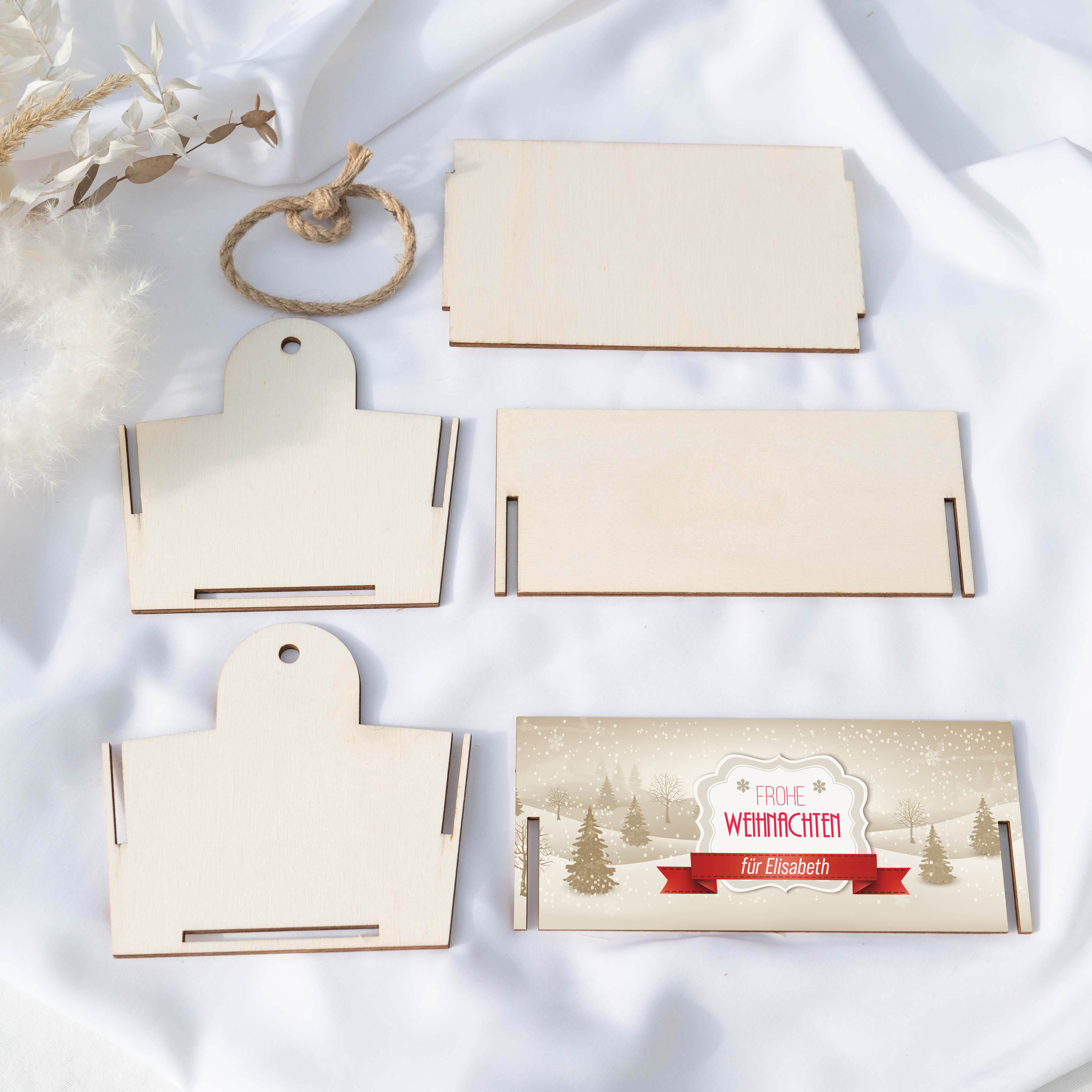 Geschenkkorb mit Holzwolle, Bausatz mit Motiv 21 Weihnachten
