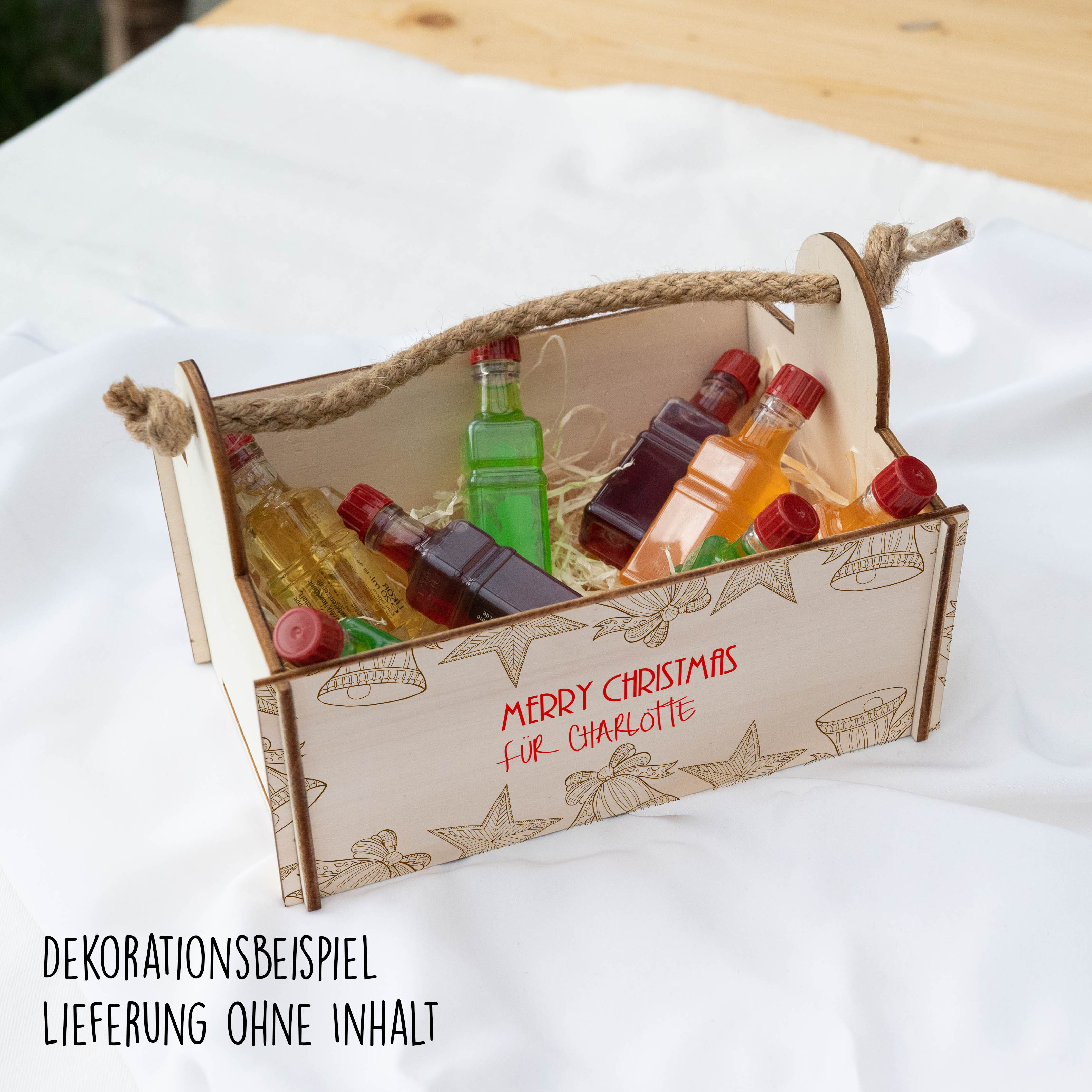 Geschenkkorb mit Holzwolle, Bausatz mit Motiv 23 Weihnachten