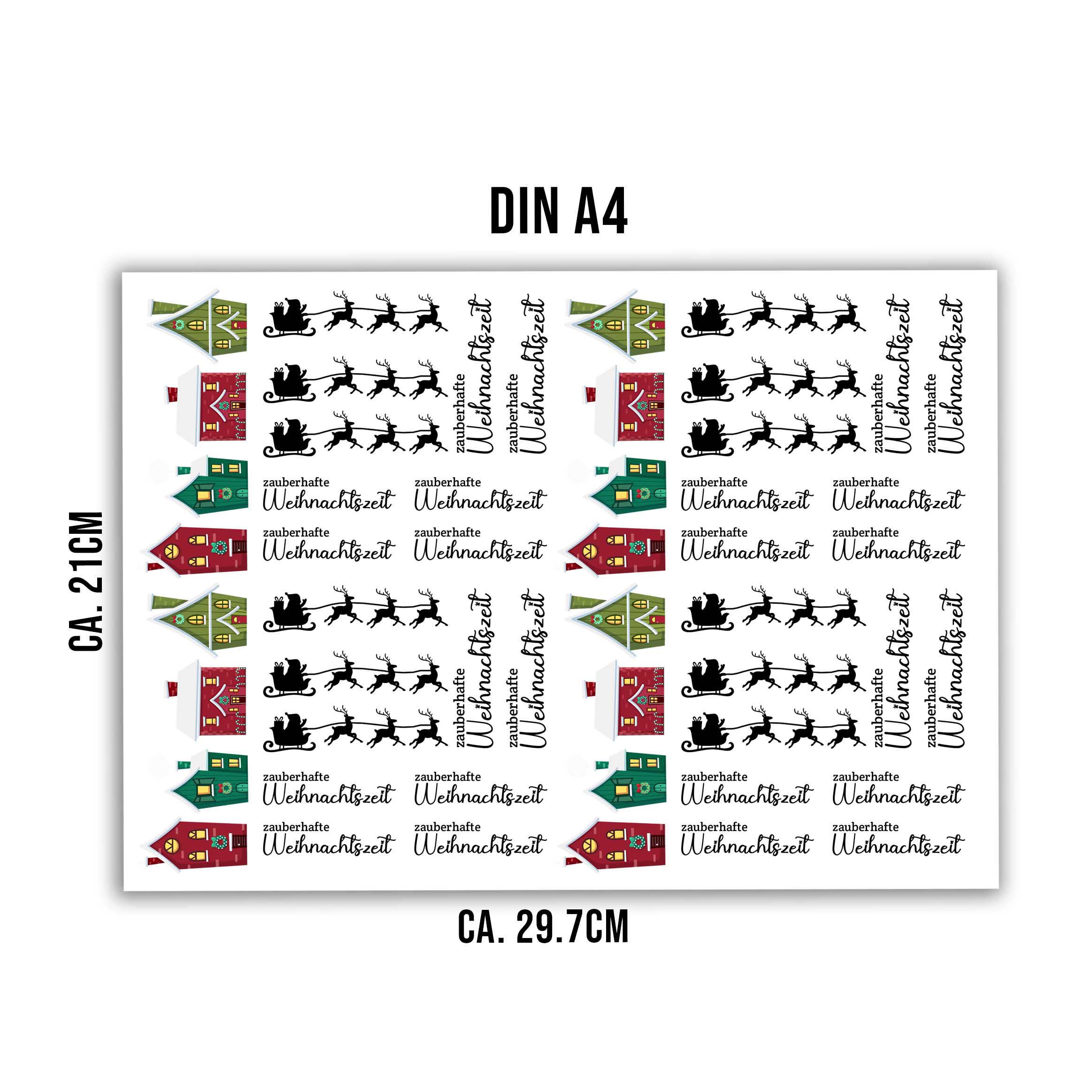 randlose Rub-on Sticker M145 Häuser Weihnachten