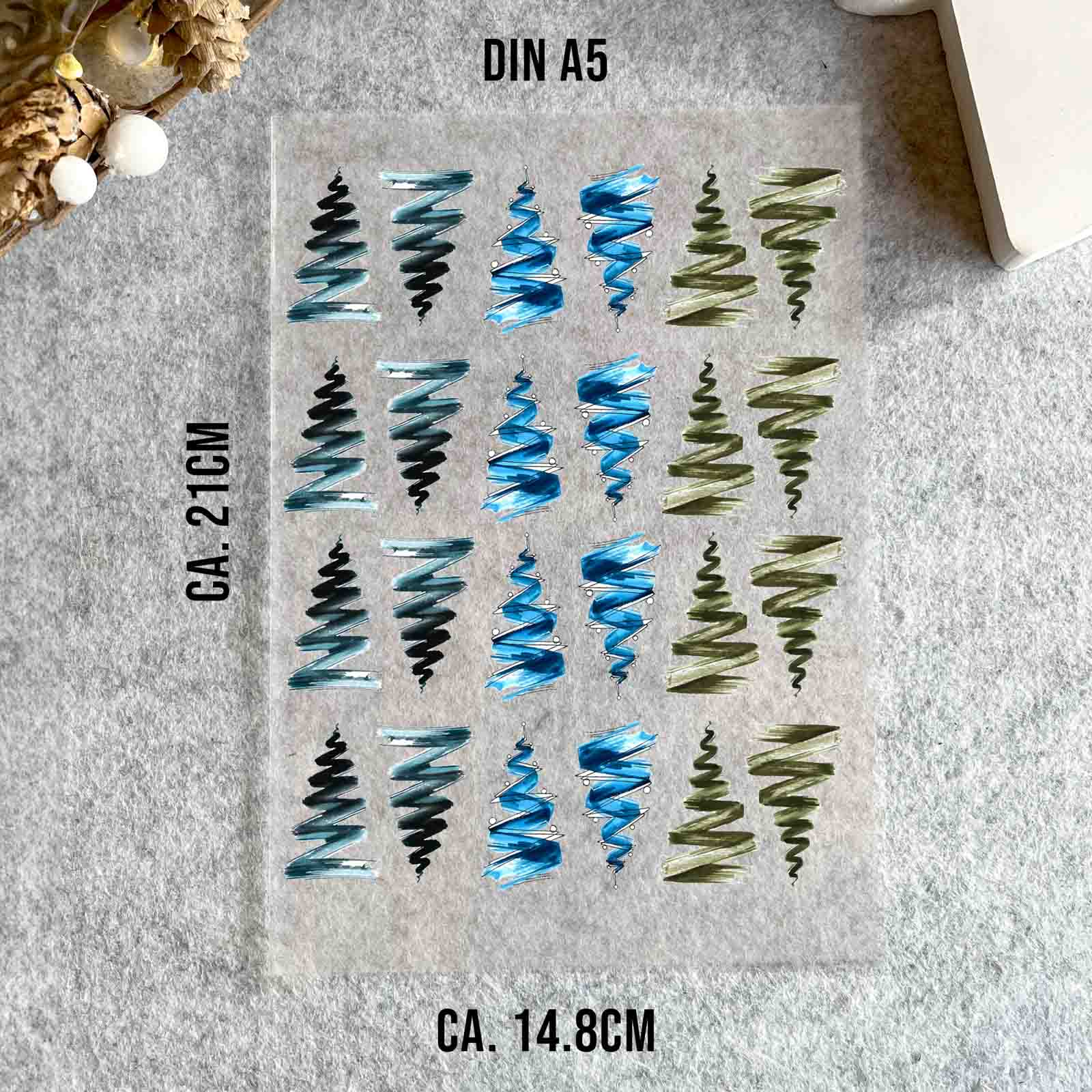randlose Rub-on Sticker M147 Weihnachtsbäume 02