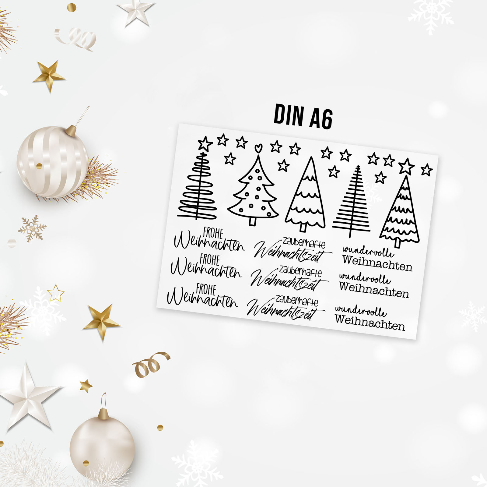 randlose Rub-on Sticker M150 Weihnachtsbäume