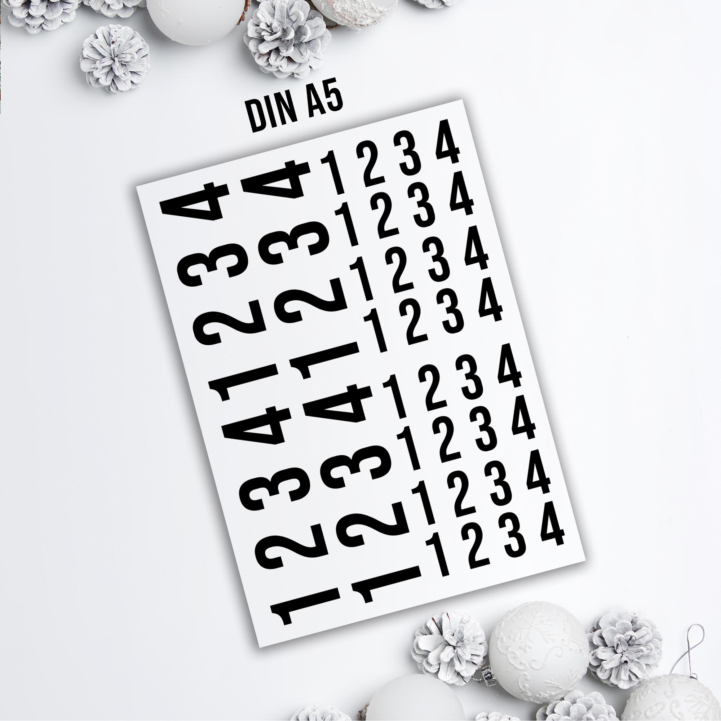 randlose Rub-on Sticker M136 Zahlen für Adventkranz
