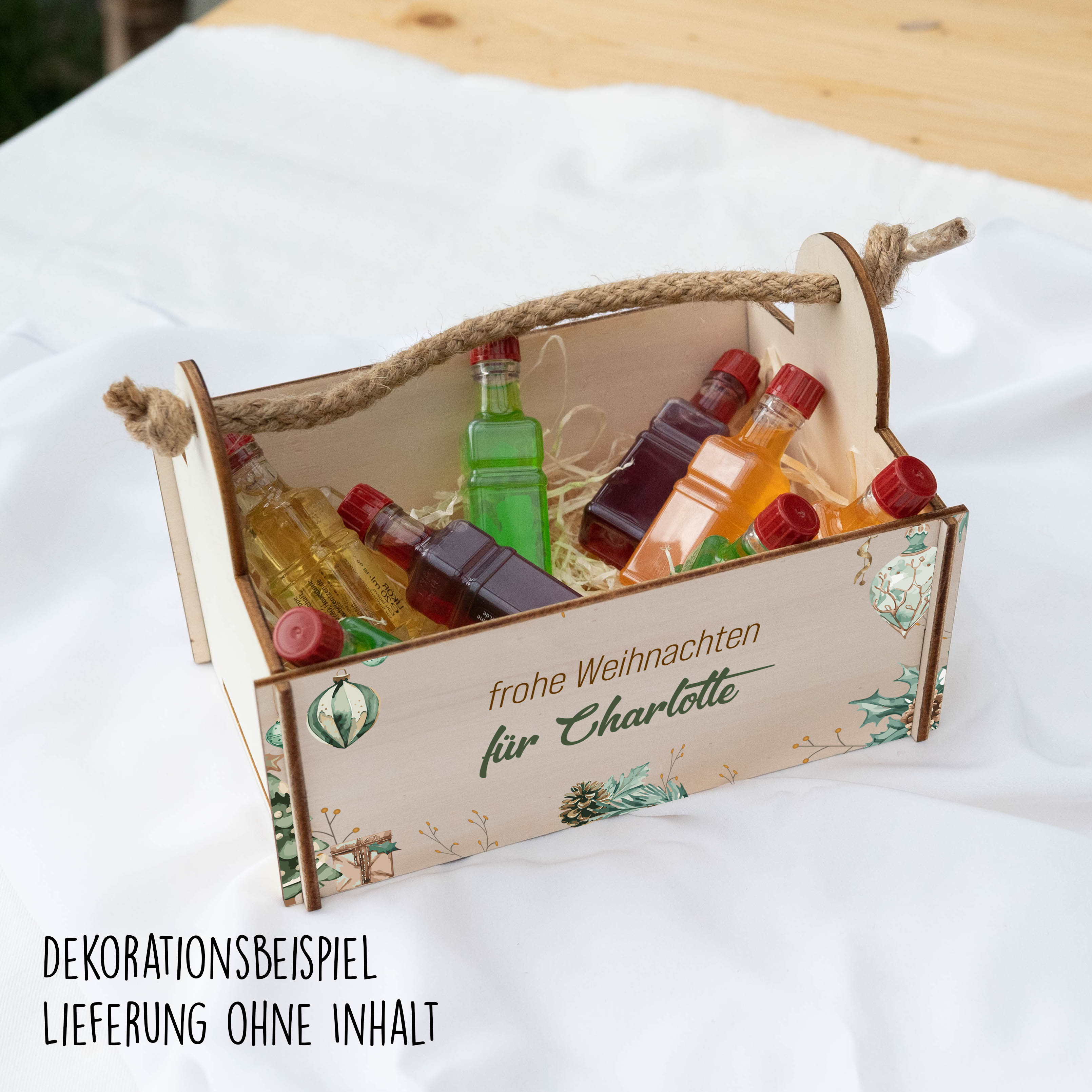 Geschenkkorb mit Holzwolle, Bausatz mit Motiv 26 Weihnachten