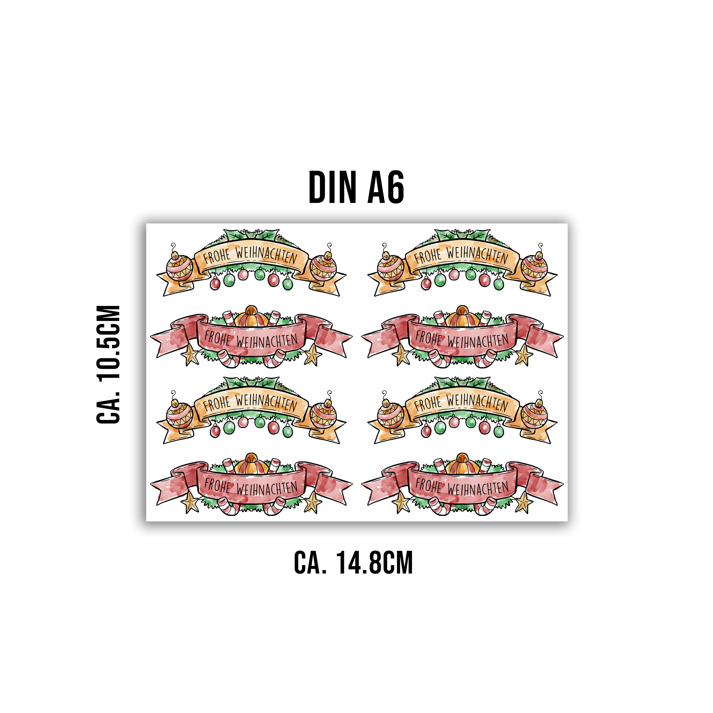 randlose Rub-on Sticker M131 frohe Weihnachten