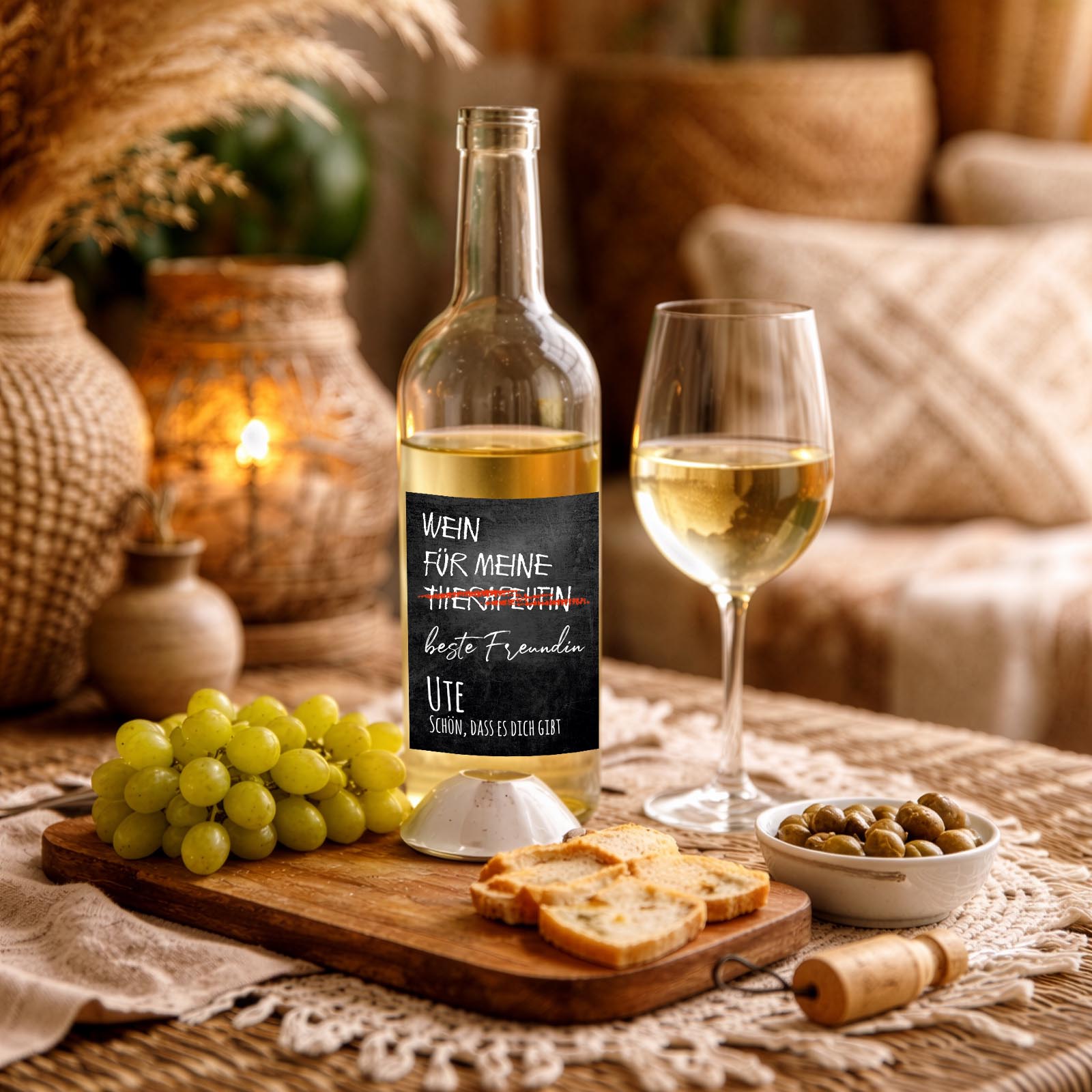 Weinflaschen Aufkleber 8x12 cm – Wein für meine Therapeutin / beste Freundin