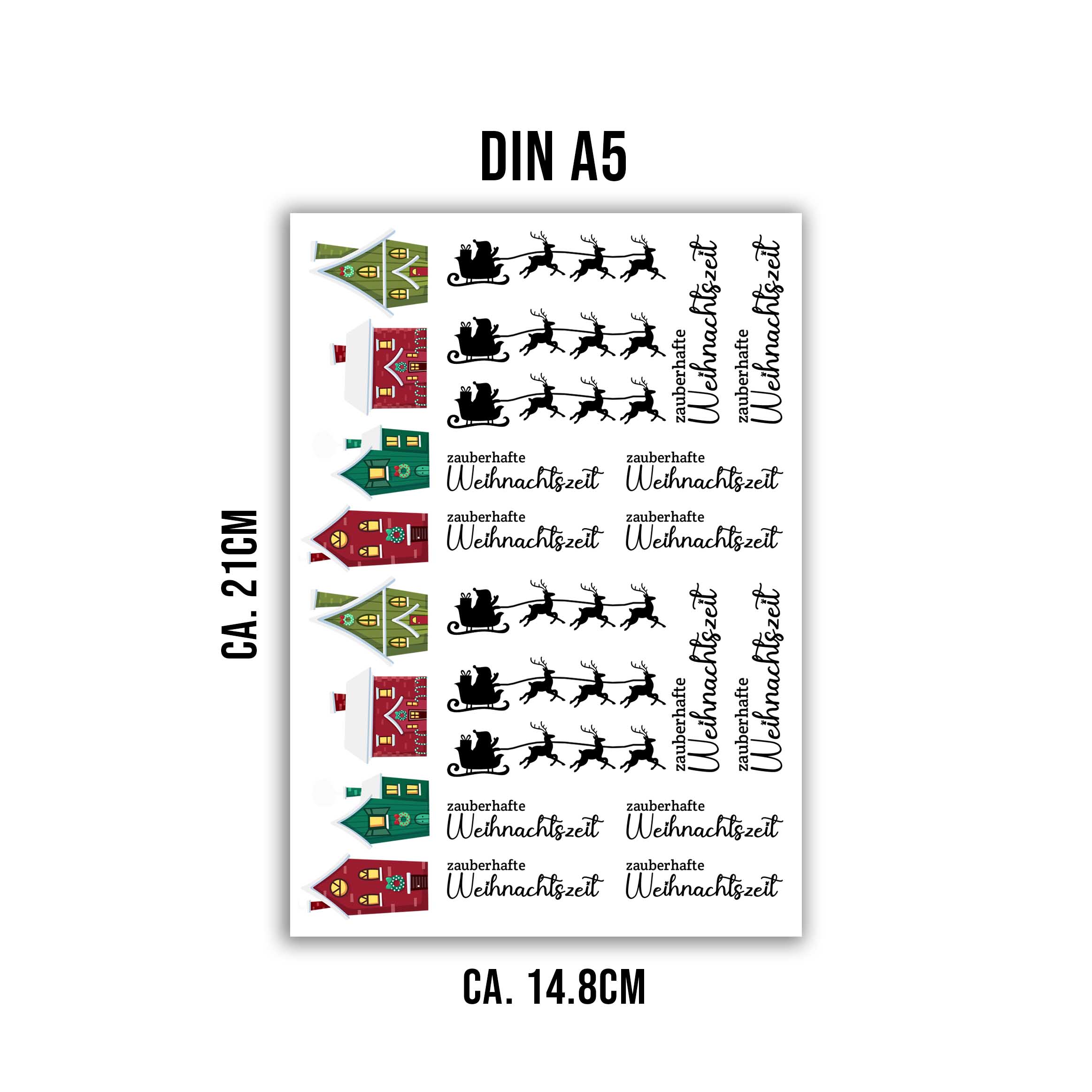 randlose Rub-on Sticker M145 Häuser Weihnachten