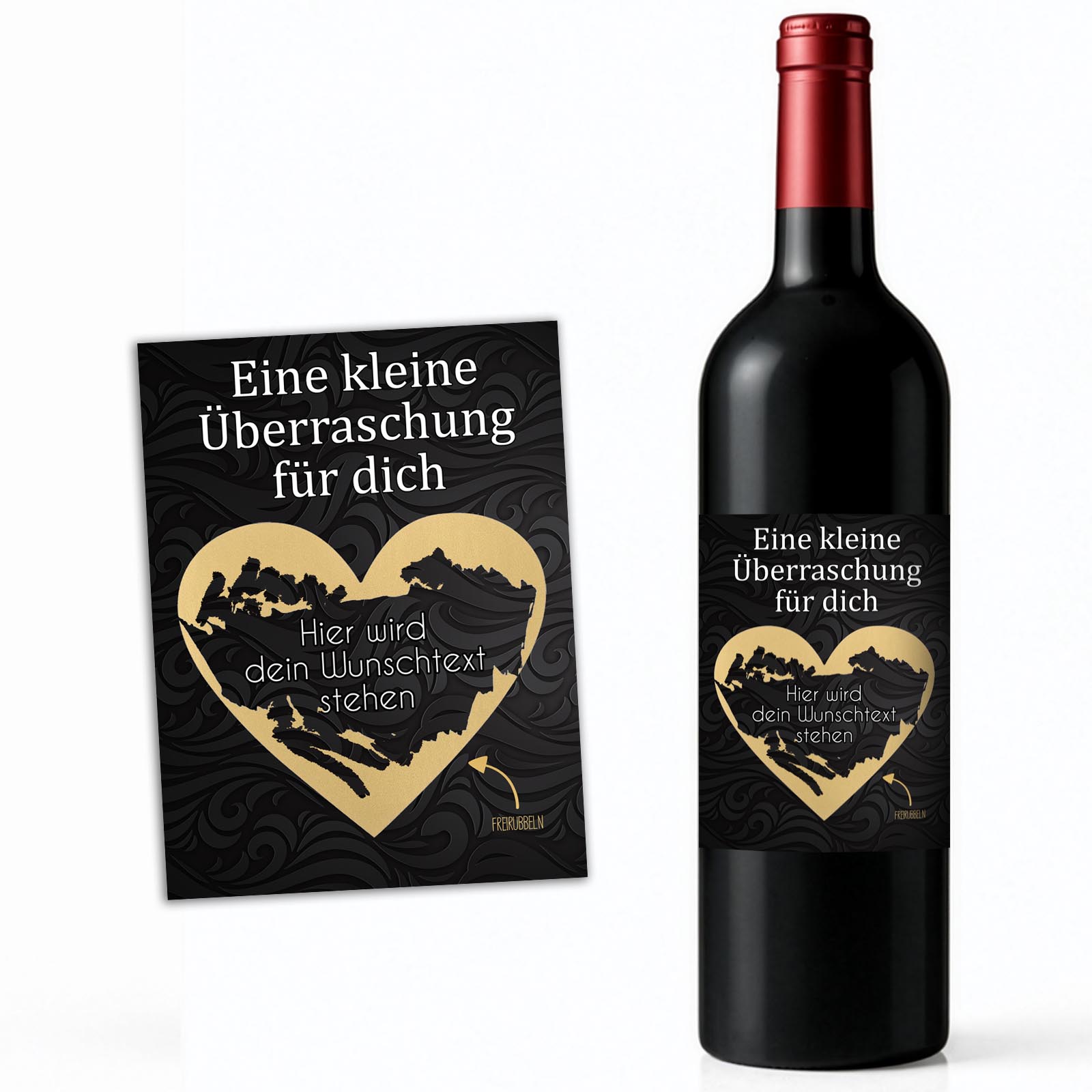 Weinflaschen Aufkleber 8x12 cm – Rubbel-Gutschein - Eine kleine Überraschung für dich