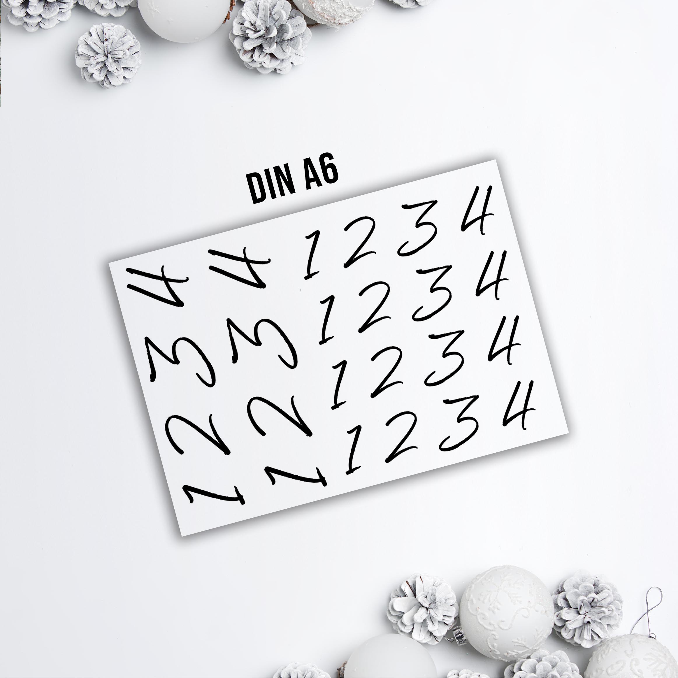 randlose Rub-on Sticker M137 Zahlen für Adventkranz 05