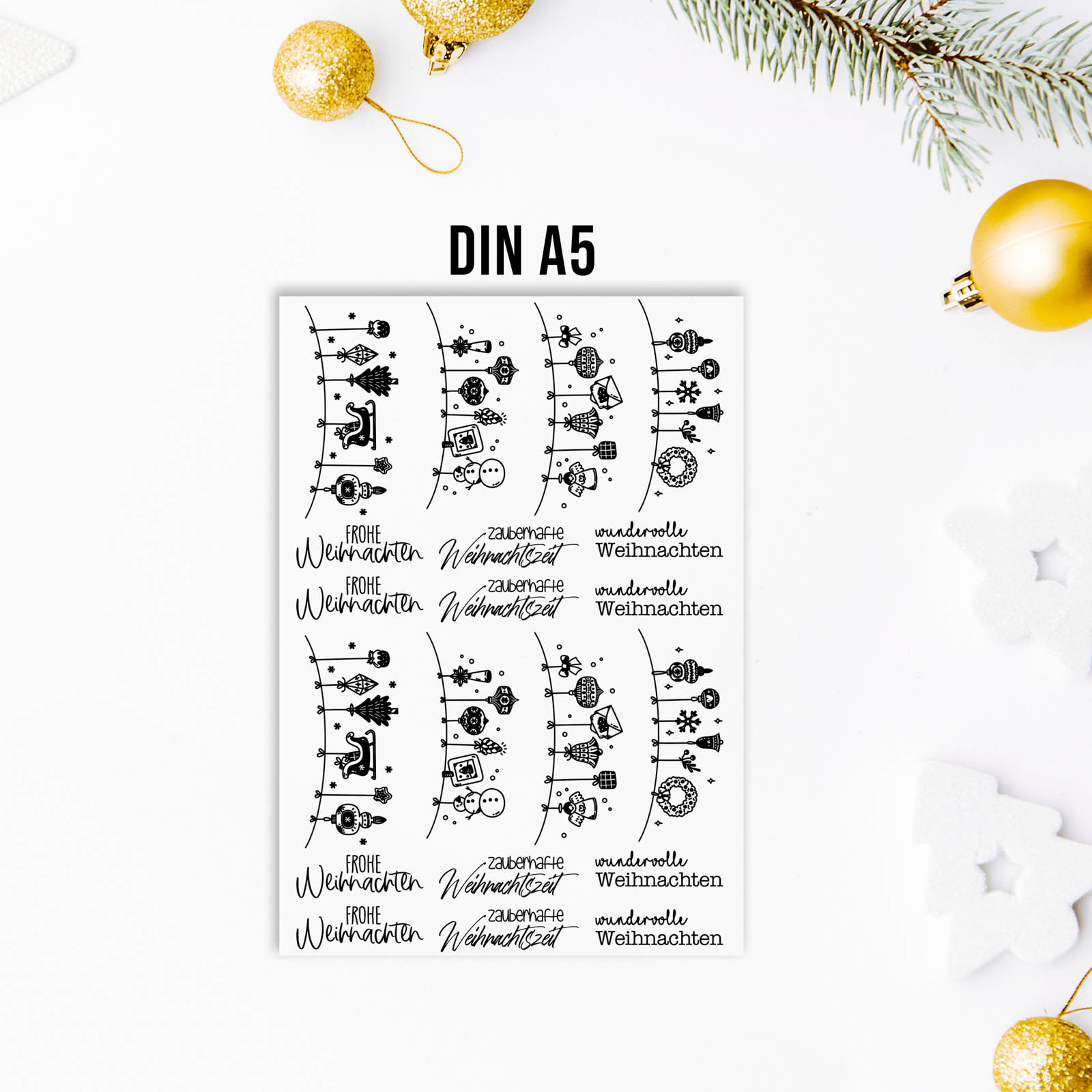 randlose Rub-on Sticker M160 Girlanden Weihnachten
