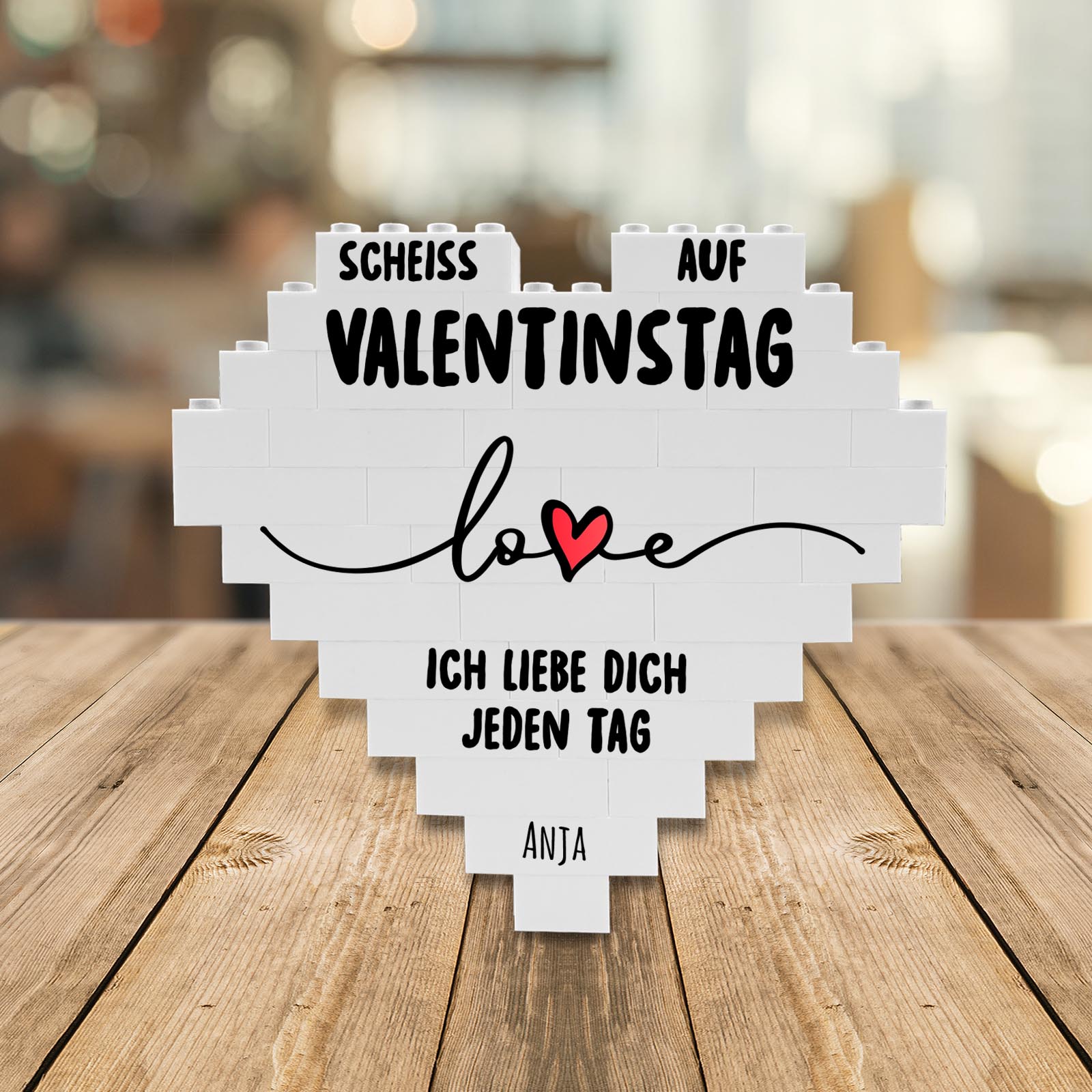 Personalisiertes Herz aus Klemmbausteinen - Valentinstag Spruch