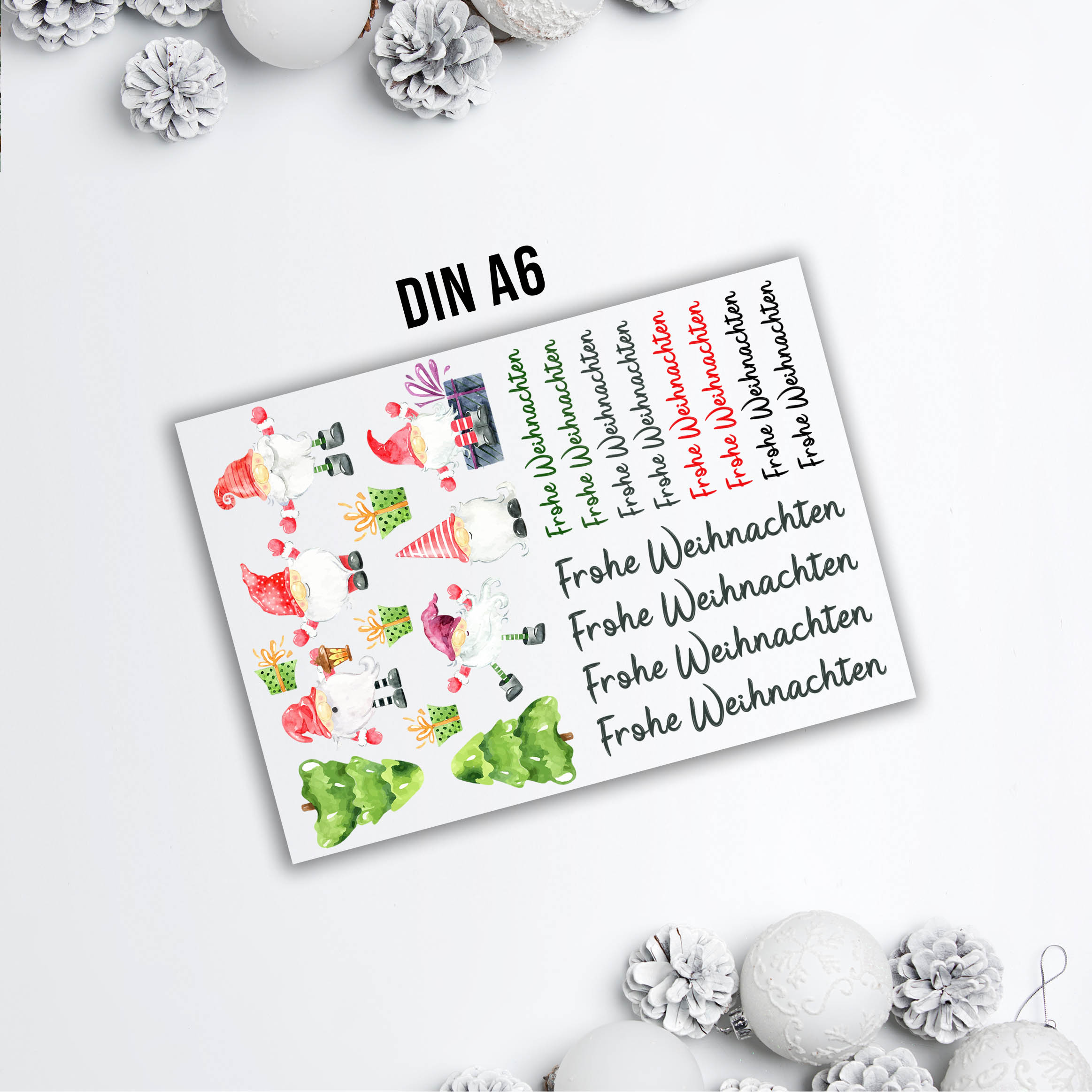 randlose Rub-on Sticker M138 Wichtel Weihnachten 02