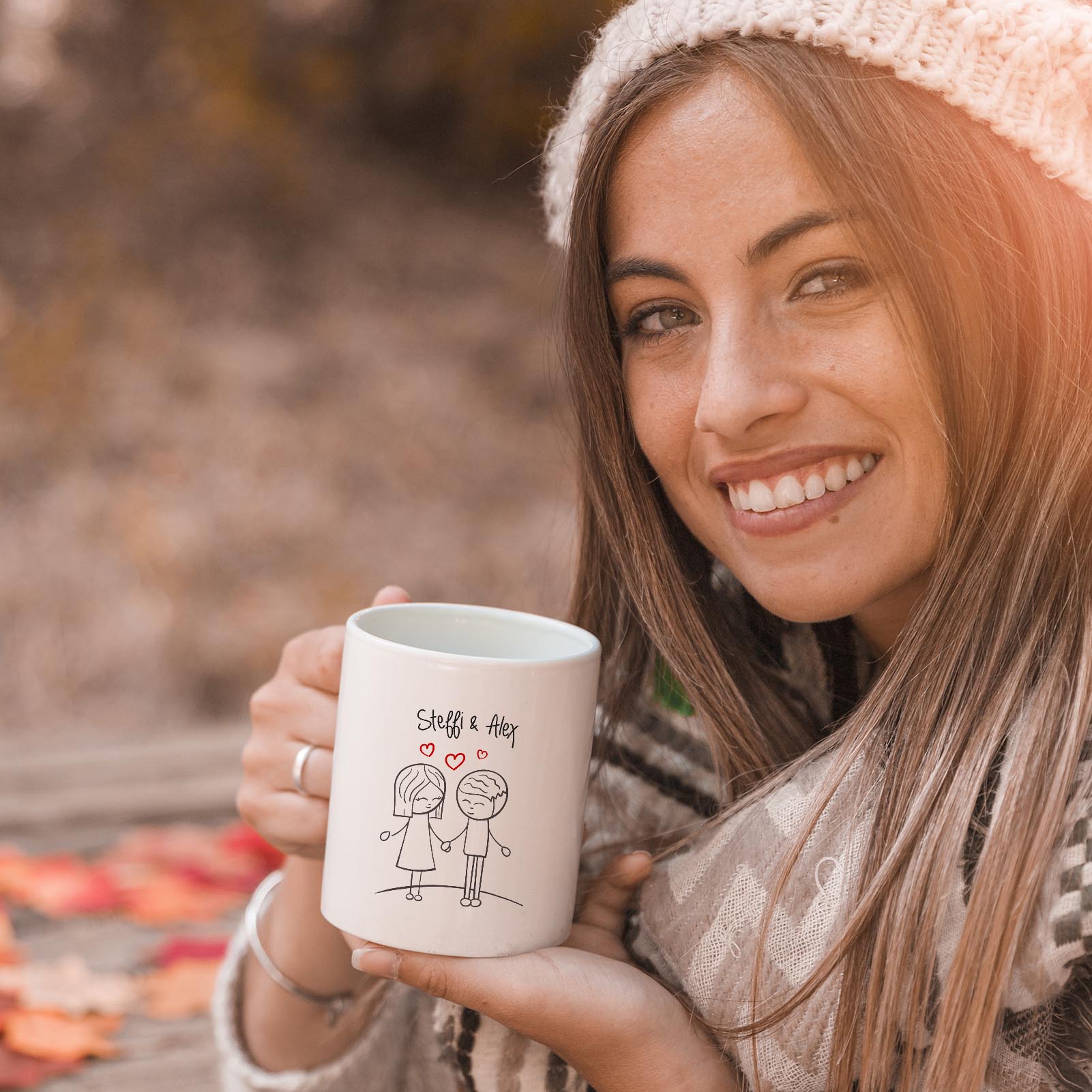 Personalisierte Tasse 330 ml – Liebespaar – mit 2 Namen – beidseitig bedruckt