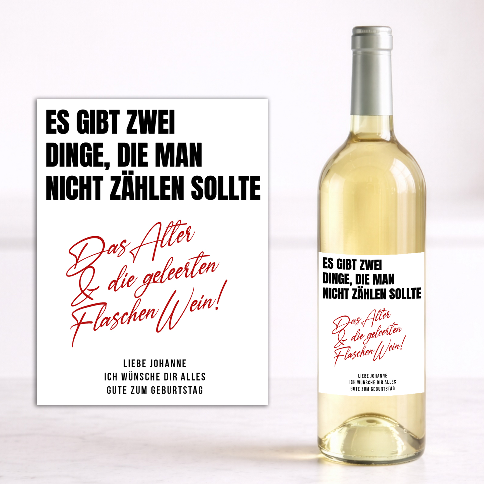 Weinflaschen Aufkleber 8x12 cm – Alter & Wein Spruch