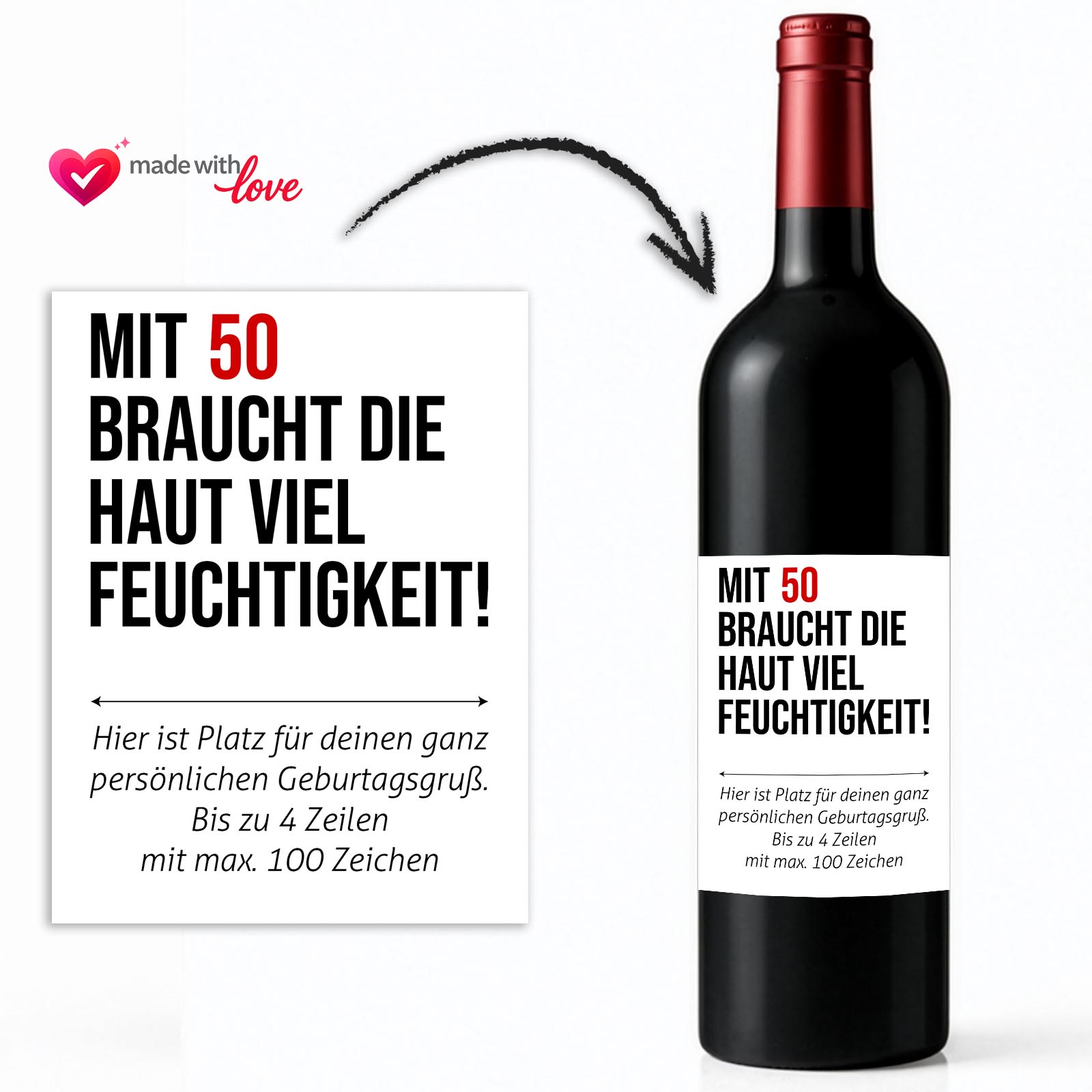 Weinflaschen Aufkleber 8x12 cm – Feuchtigkeit zum Geburtstag